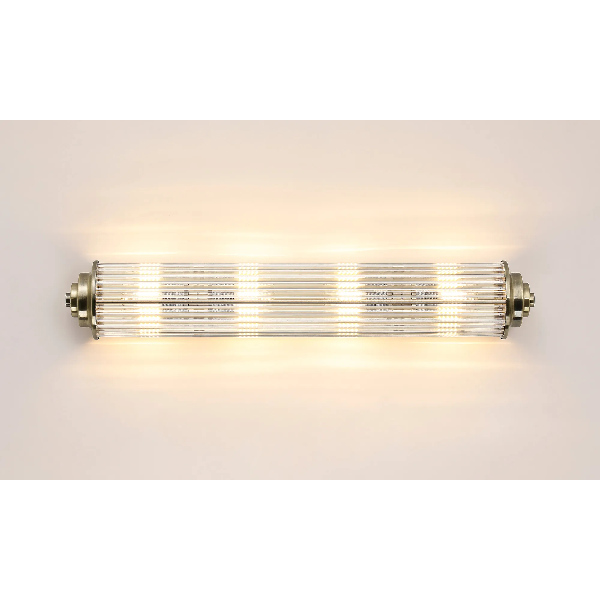 Fabula Wedgewood Large 4 Light Glass Rod Wall Light G9 IP44 - Antique Brass