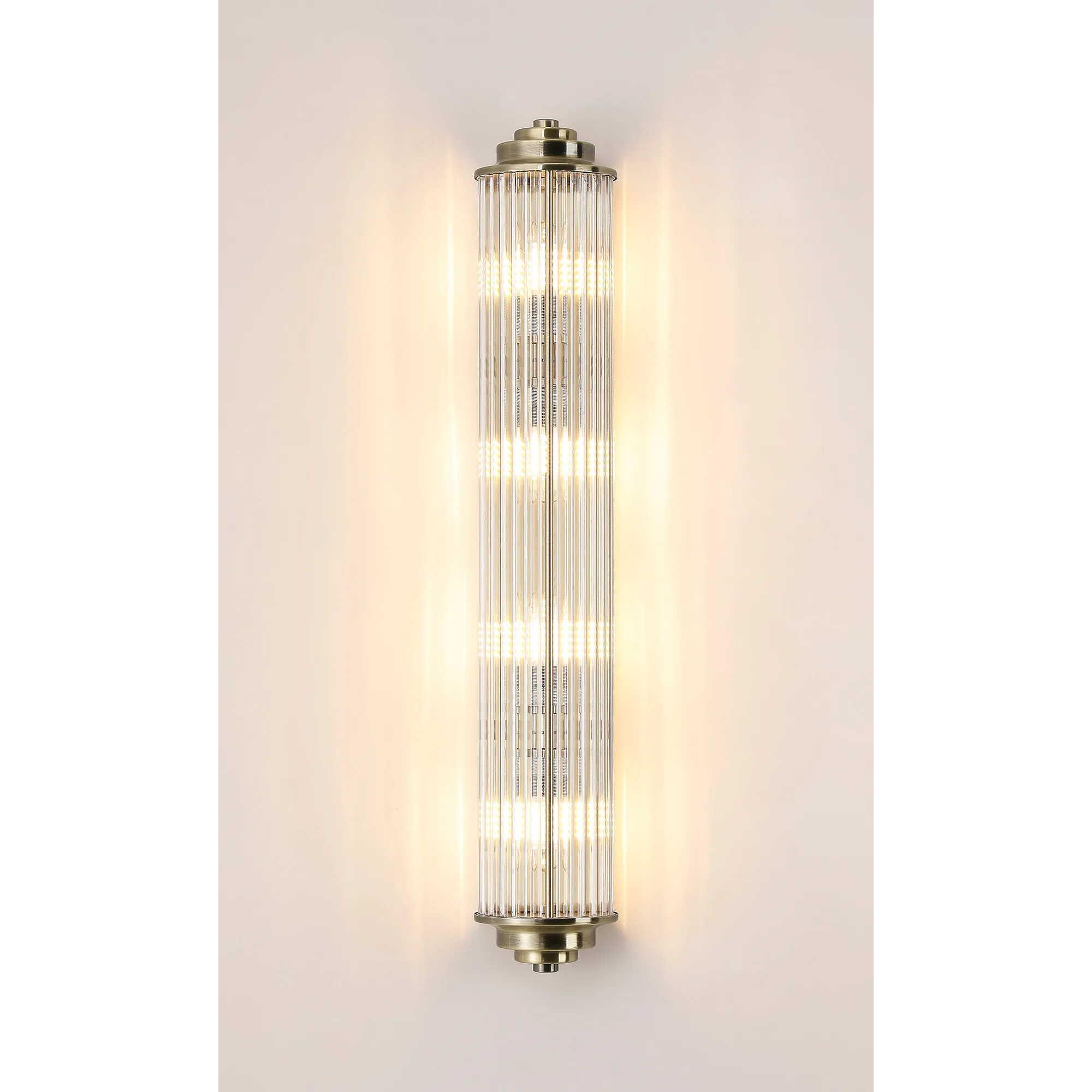 Fabula Wedgewood Large 4 Light Glass Rod Wall Light G9 IP44 - Antique Brass