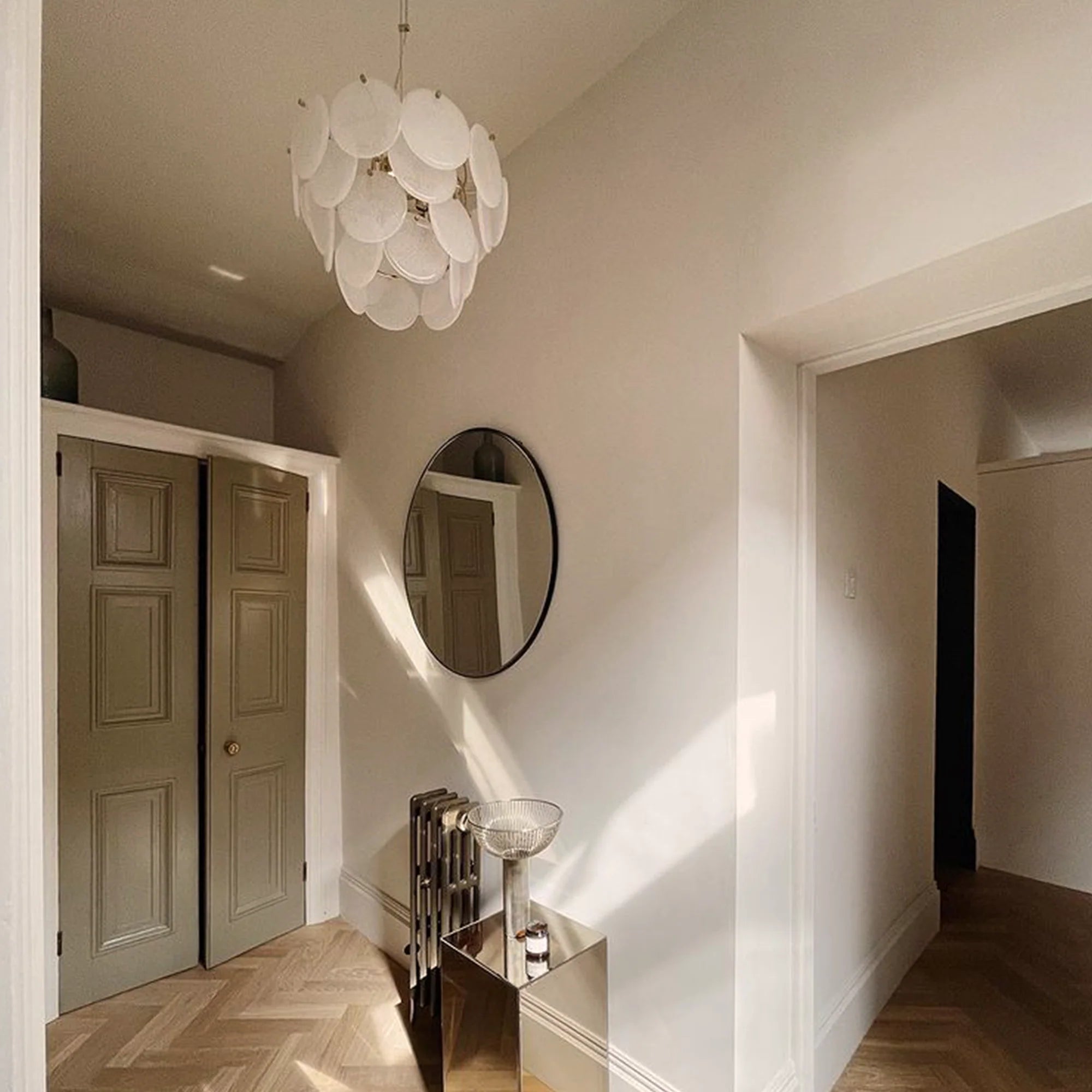 houseof. White Glass Disk Ceiling Pendant Light - Opal