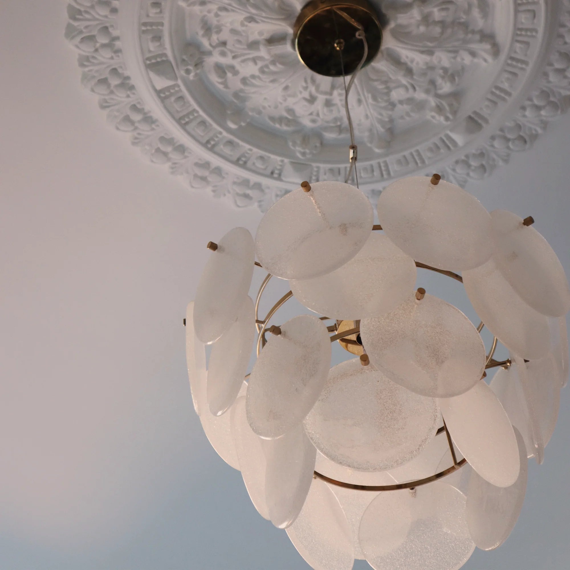 houseof. White Glass Disk Ceiling Pendant Light - Opal
