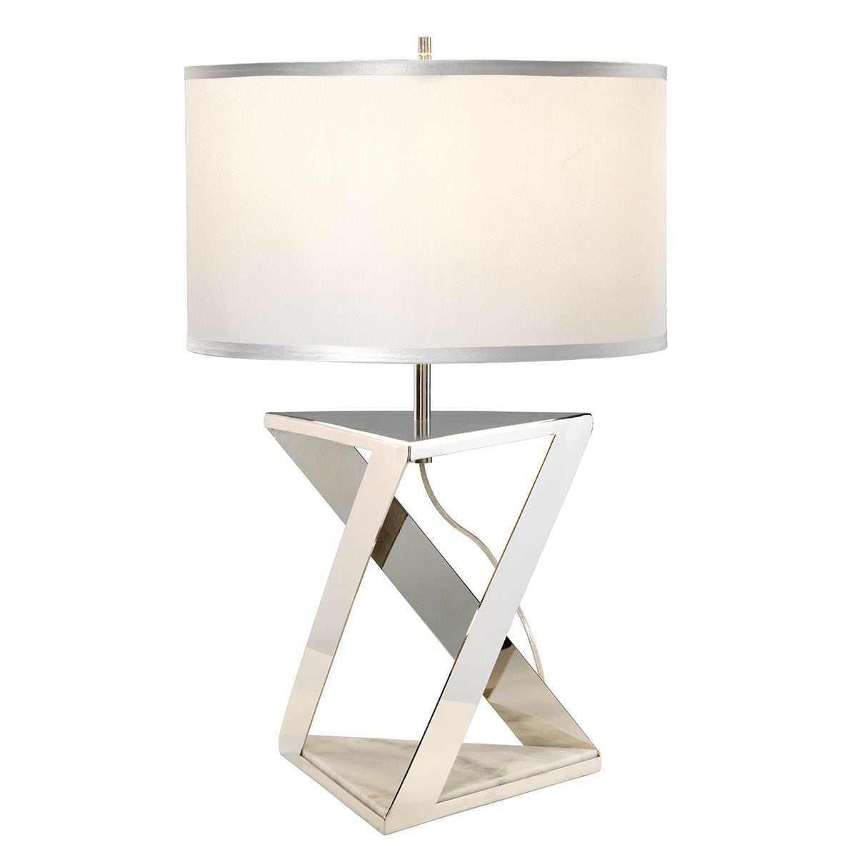 Elstead Aegeus Single Table Lamp - Polished Nickel & White Marble