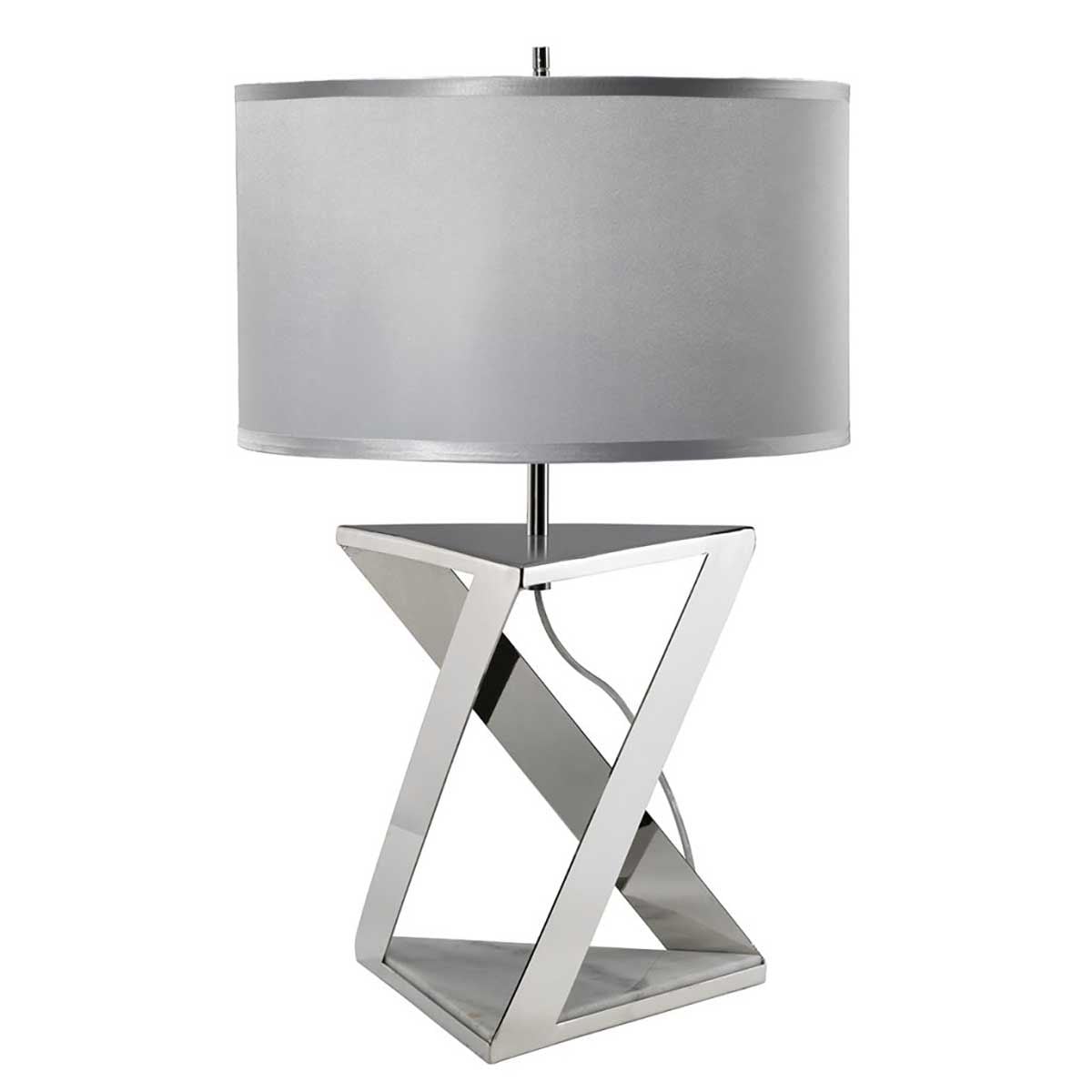 Elstead Aegeus Single Table Lamp - Polished Nickel & White Marble