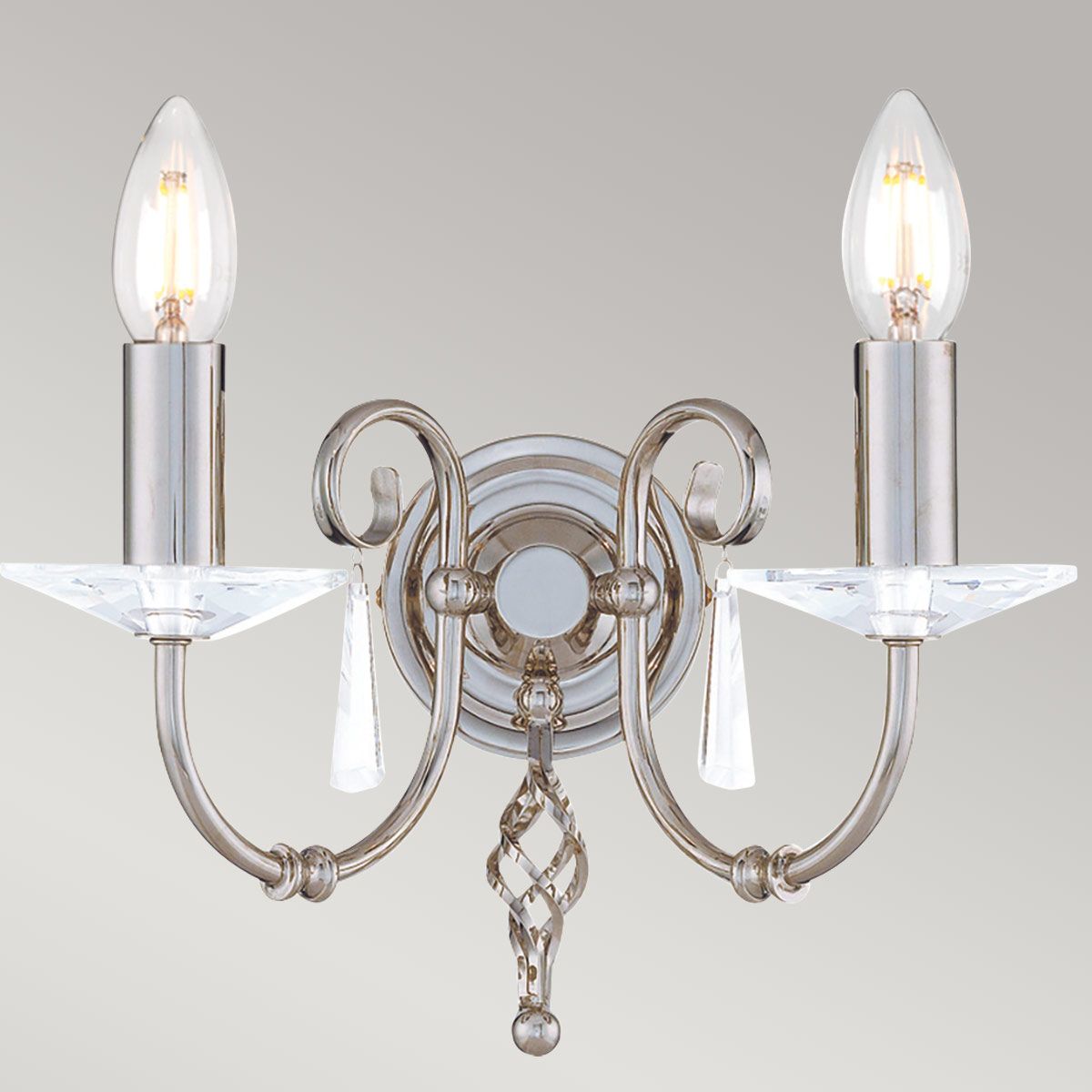 Elstead Aegean 2 Light Wall Light - Polished Nickel
