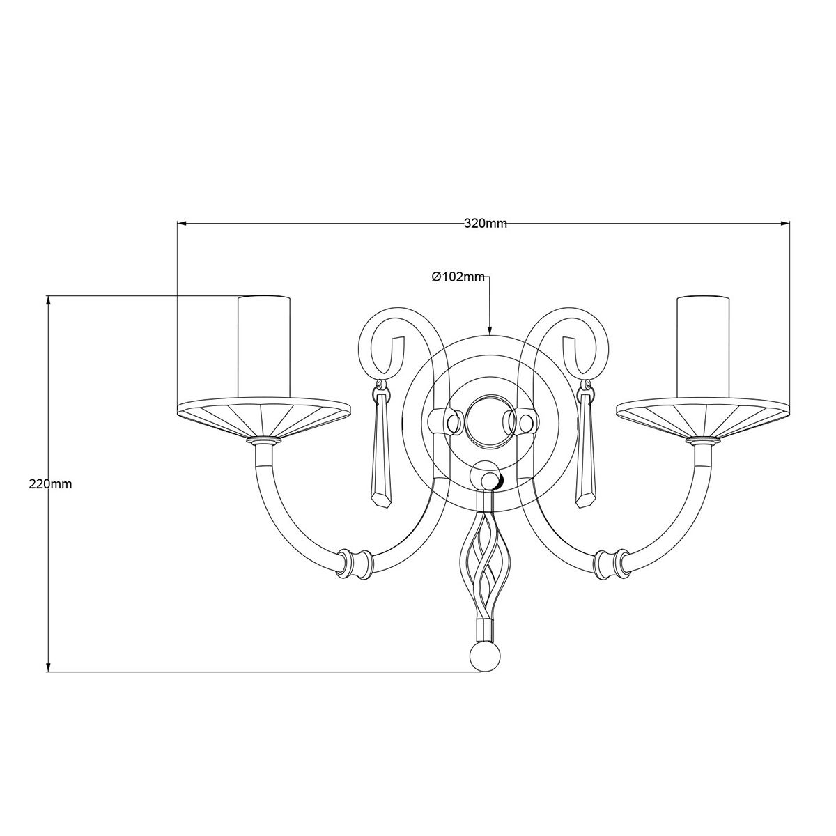 Elstead Aegean 2 Light Wall Light - Polished Nickel