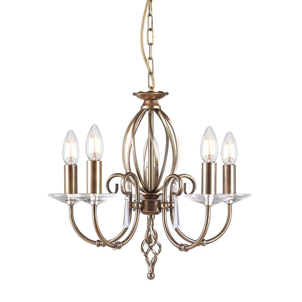 Elstead Aegean 5 Light Chandelier - Aged Brass