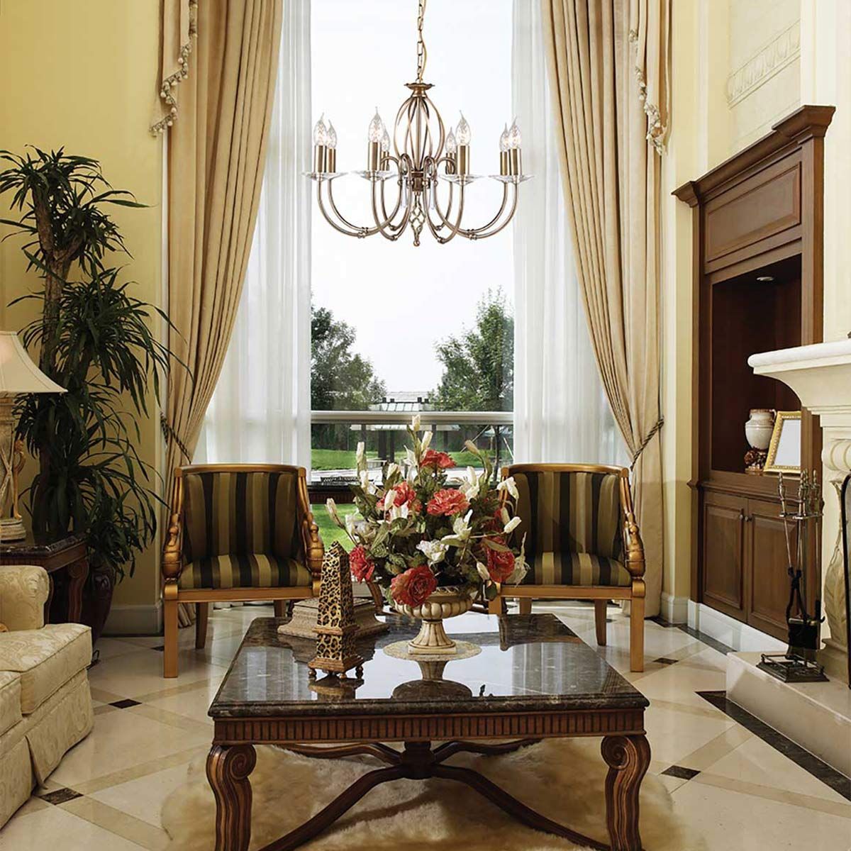 Elstead Aegean 8 Light Chandelier - Aged Brass