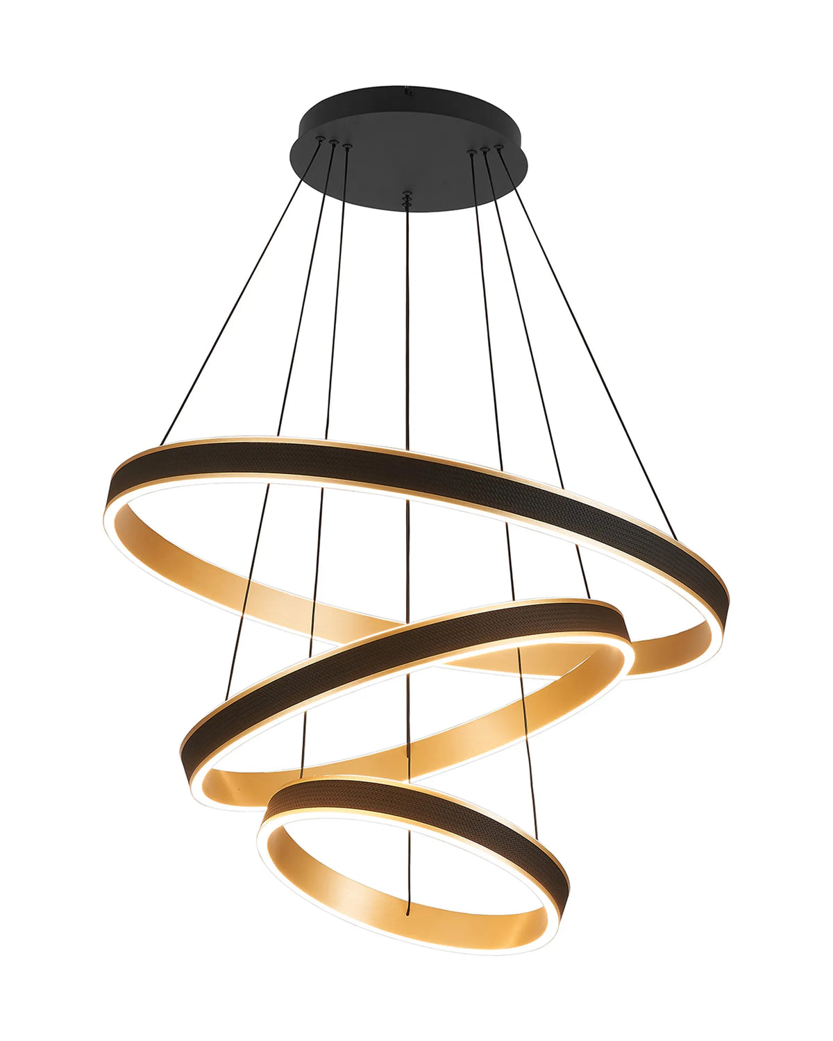 Fabula Alina 3 Tier LED Pendant Light – 40/59/80 cm – Black & Brushed Gold 40/59/80 cm