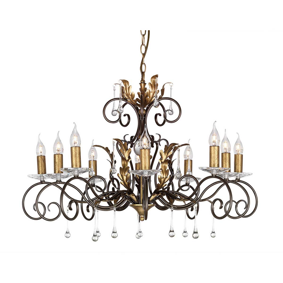 Elstead Amarilli 10 Light Chandelier - Bronze & Gold