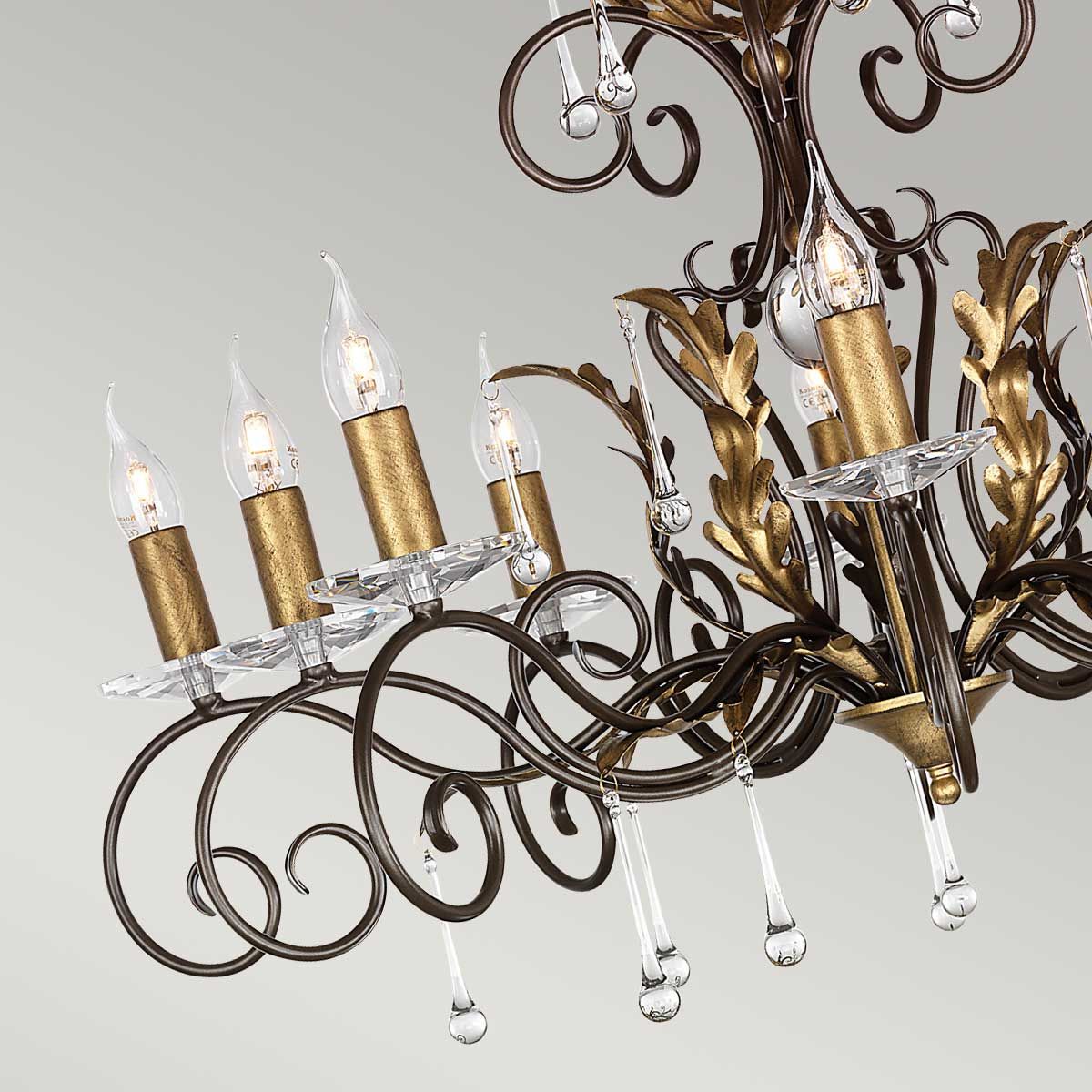 Elstead Amarilli 10 Light Chandelier - Bronze & Gold