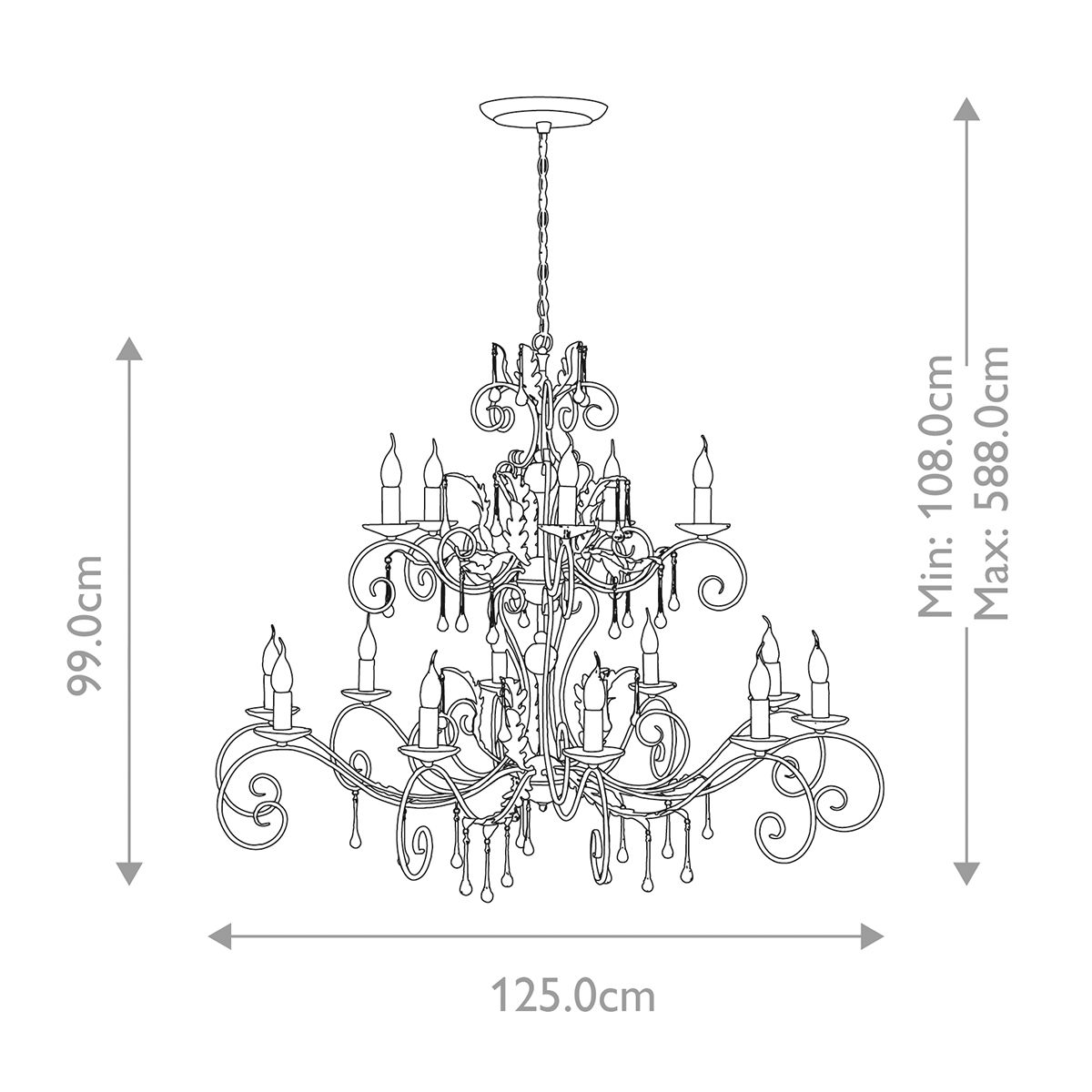 Elstead Amarilli 15 Light Chandelier - Black & Silver