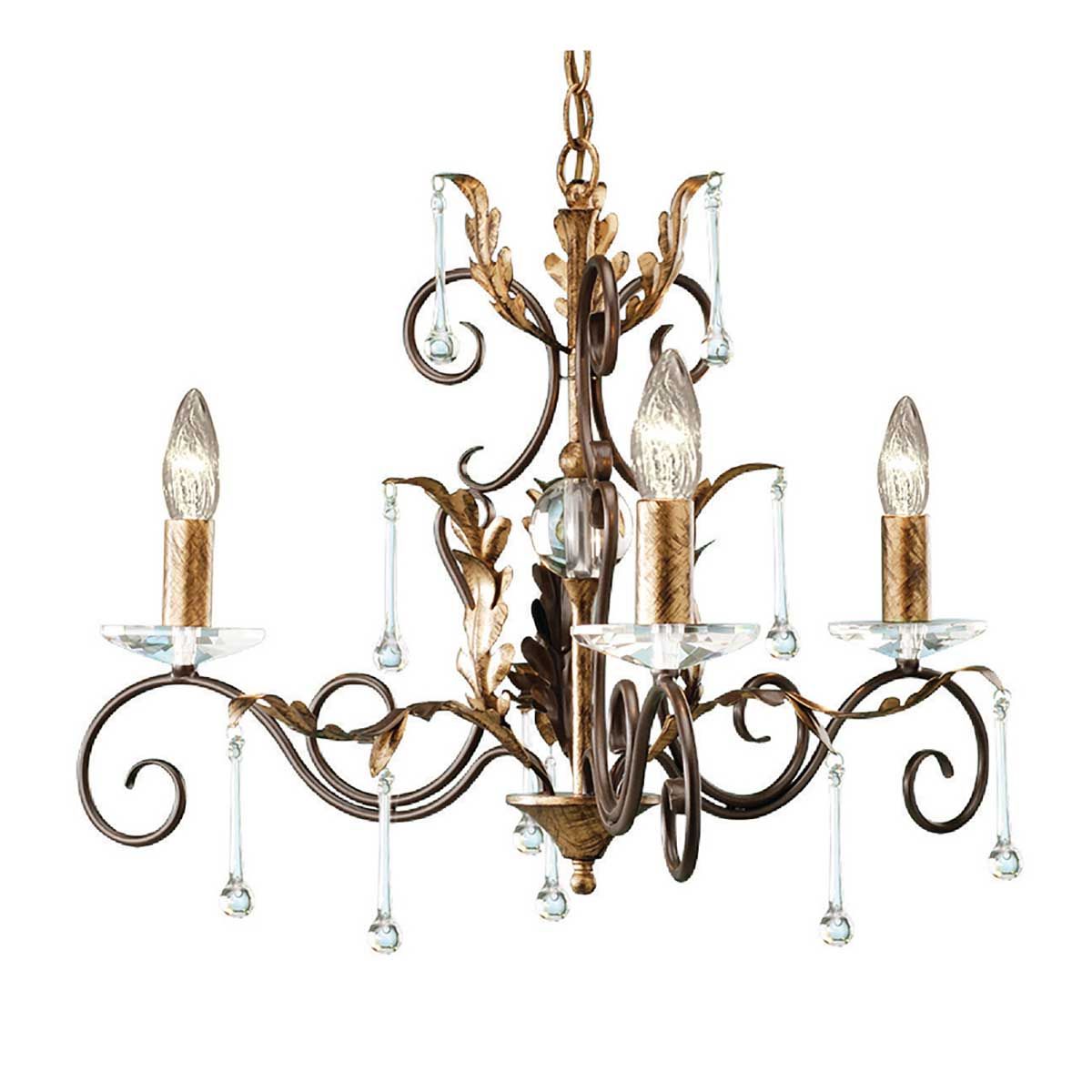 Elstead Amarilli 3 Light Chandelier - Bronze & Gold