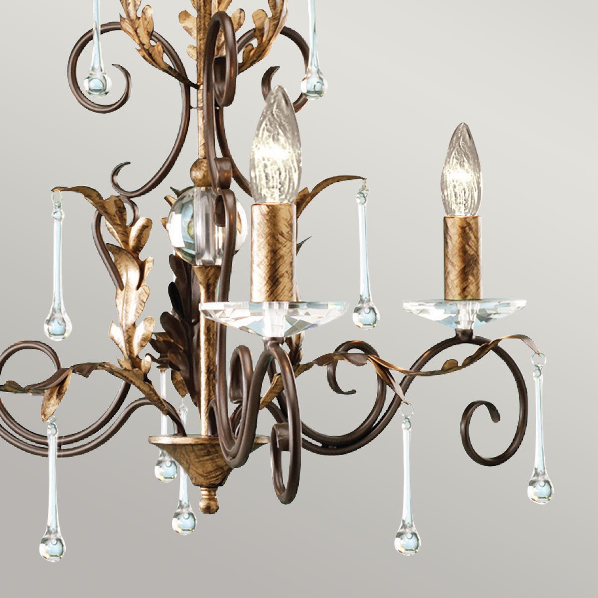 Elstead Amarilli 3 Light Chandelier - Bronze & Gold