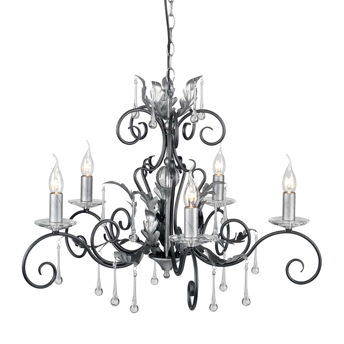 Elstead Amarilli 5 Light Chandelier - Black & Silver
