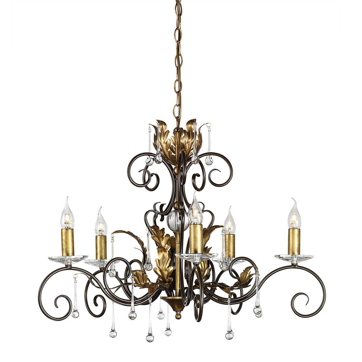 Elstead Amarilli 5 Light Chandelier - Bronze & Gold
