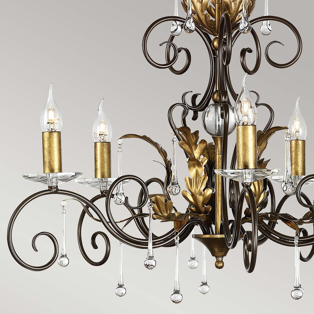 Elstead Amarilli 5 Light Chandelier - Bronze & Gold