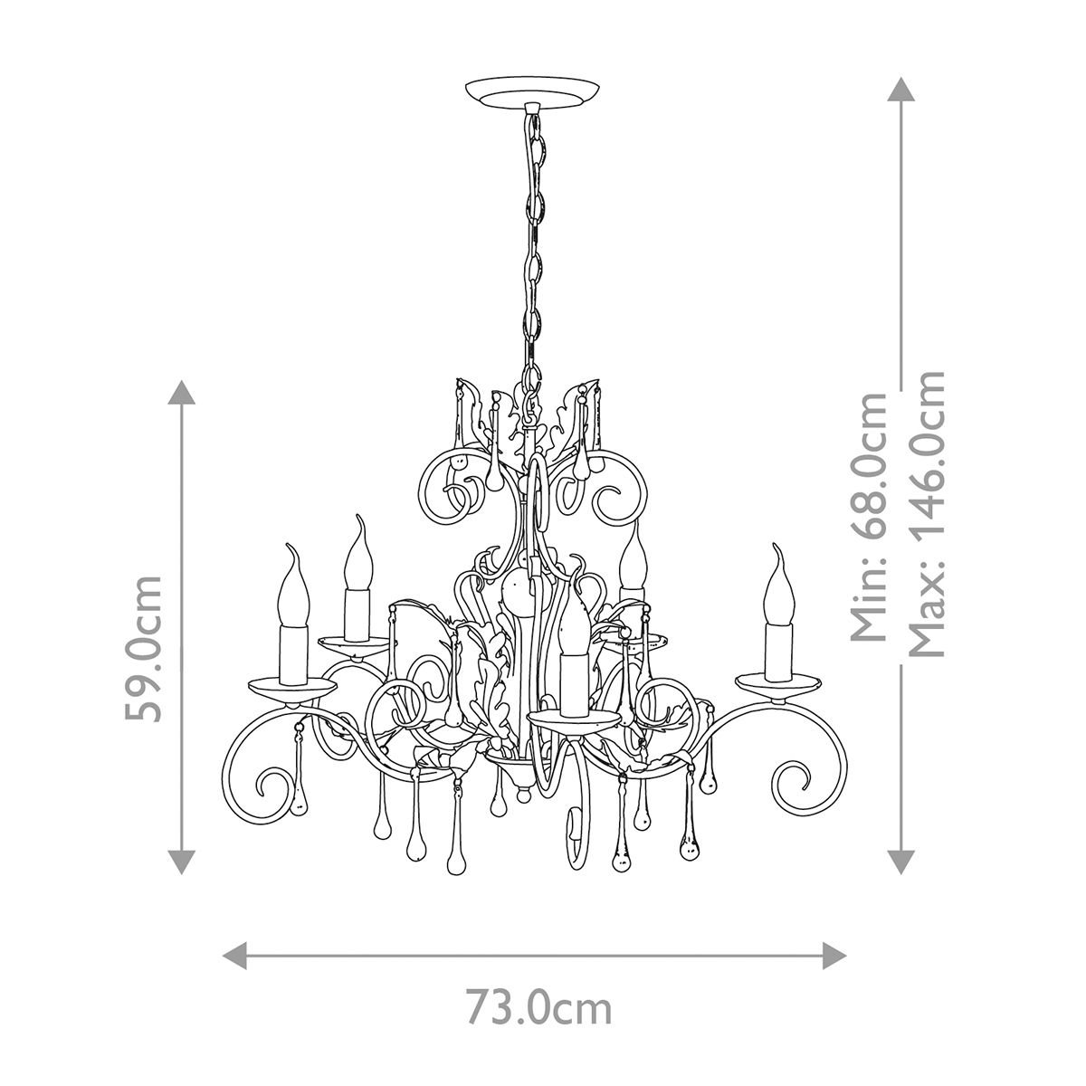 Elstead Amarilli 5 Light Chandelier - Bronze & Gold