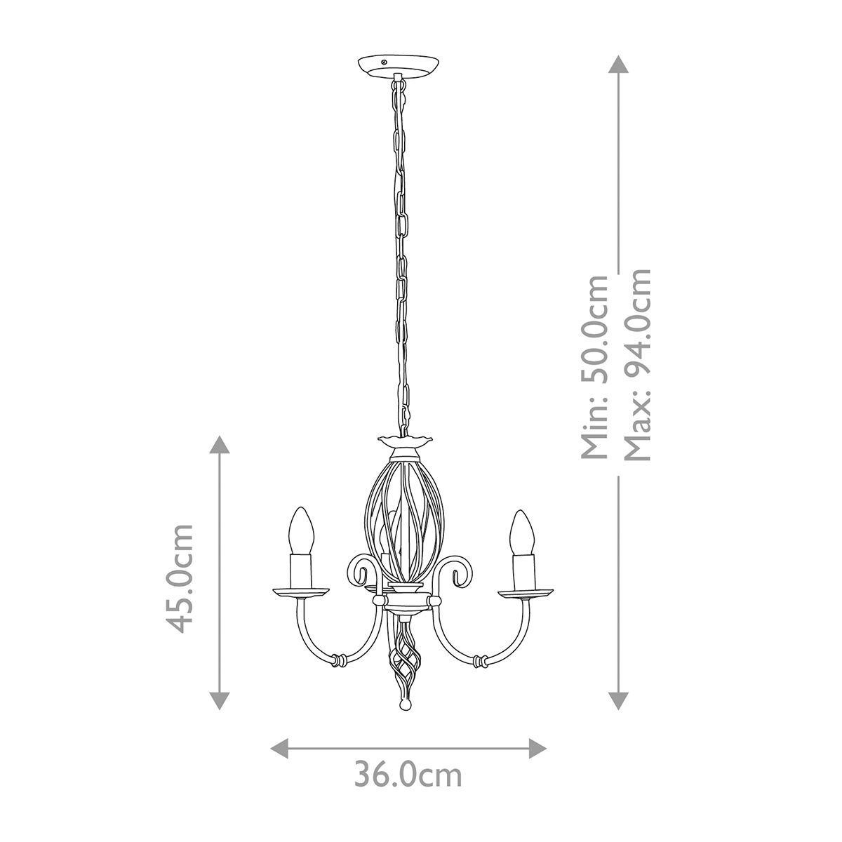 Elstead Artisan 3 Light Chandelier - Black
