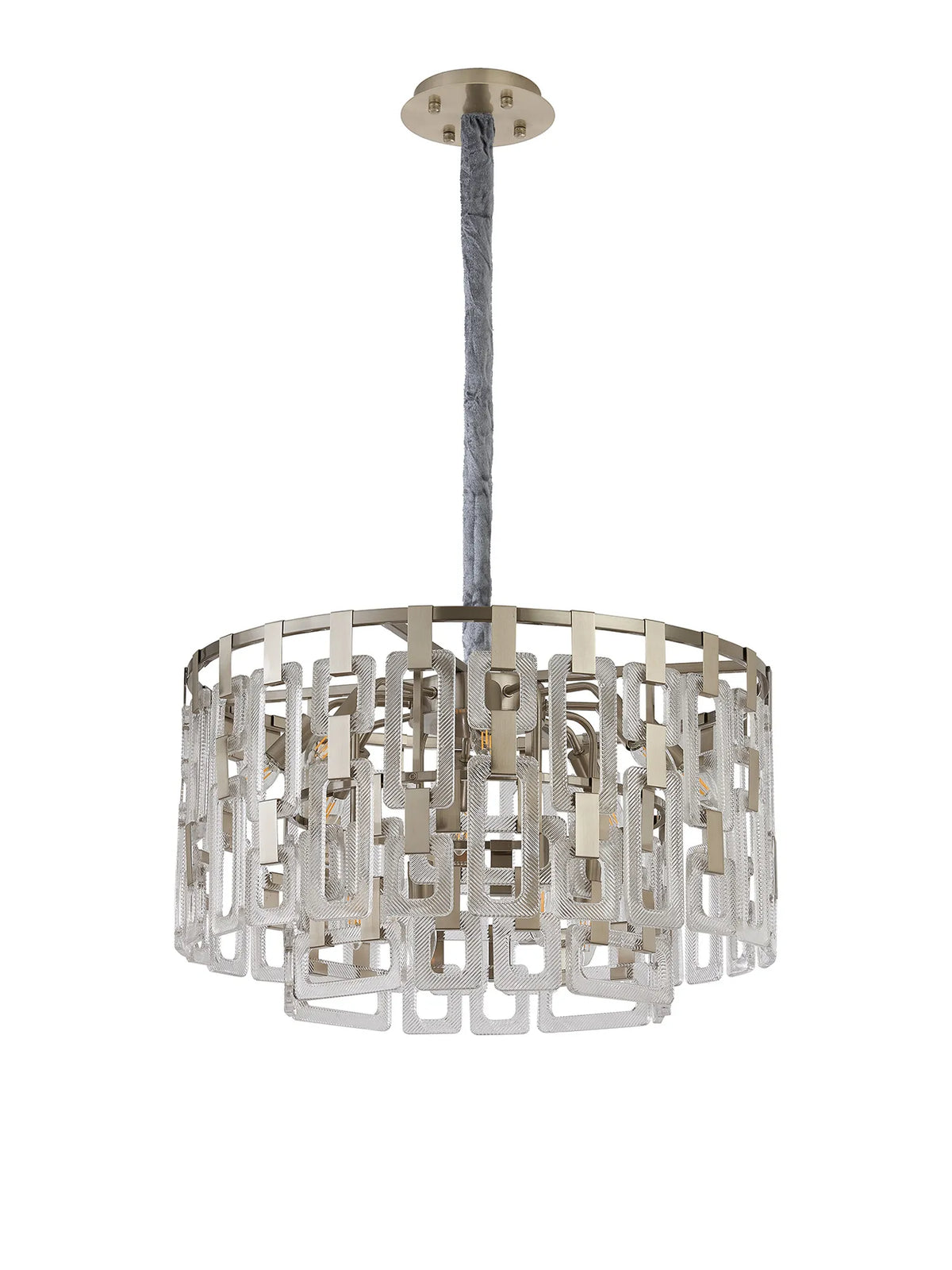 Fabula Ashby 2 Tier Round Pendant Light – Satin Nickel & Clear Glass