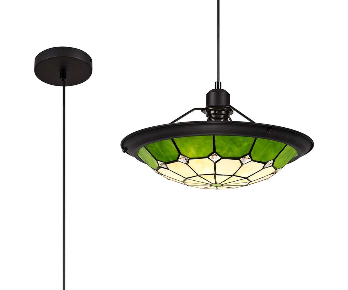 Fabula Althorne Single Pendant - 35cm Tiffany Shade - Green