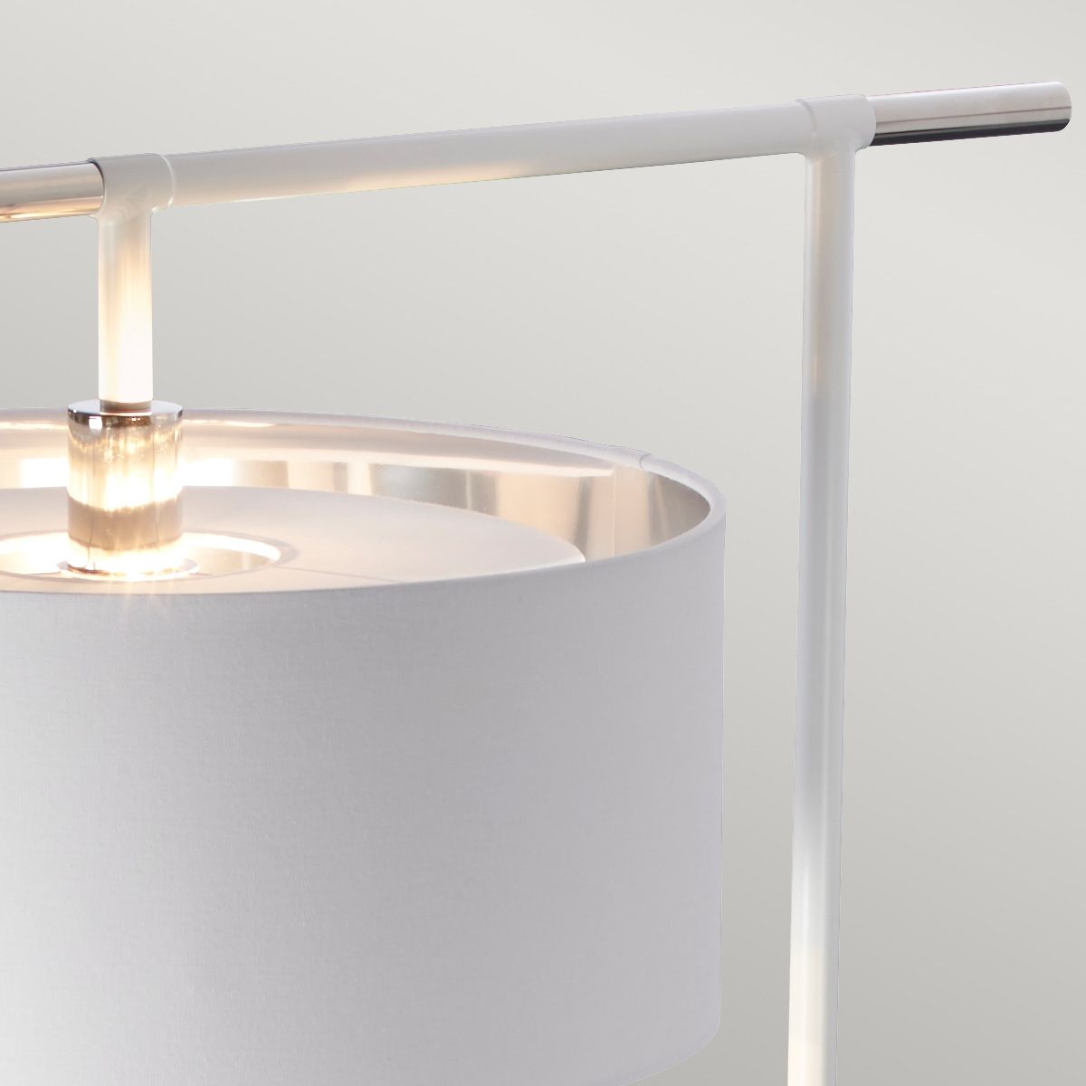 Elstead Balance Single Floor Lamp - White & Polished Nickel