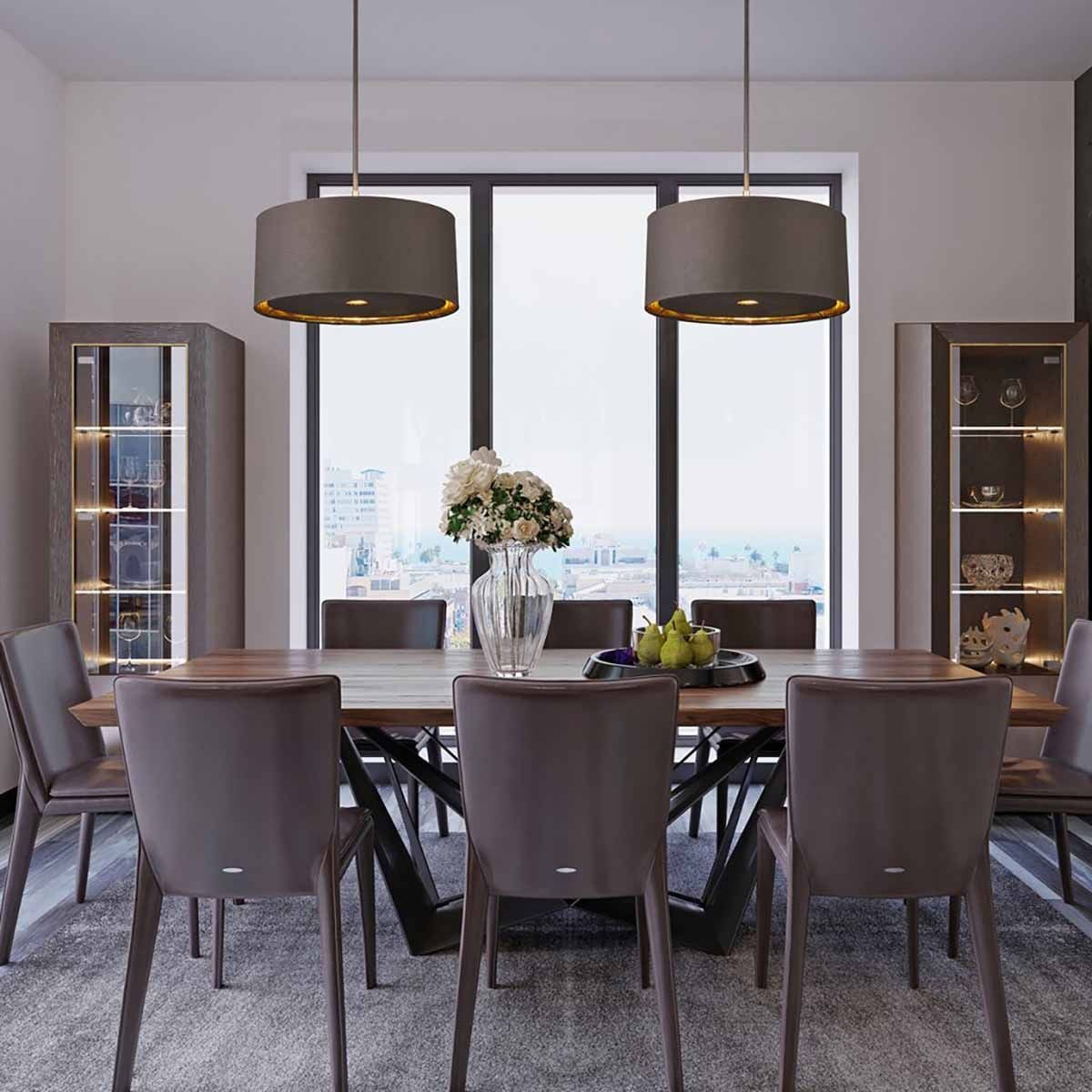 Elstead Balance Single Pendant - Brown & Polished Brass
