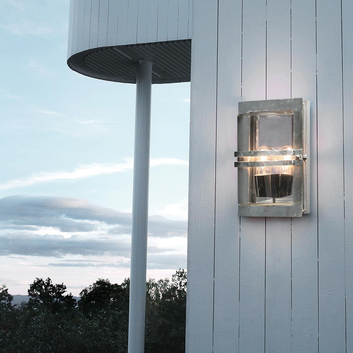 Norlys Basel Single Wall Lantern - Galvanised with Clear Glass