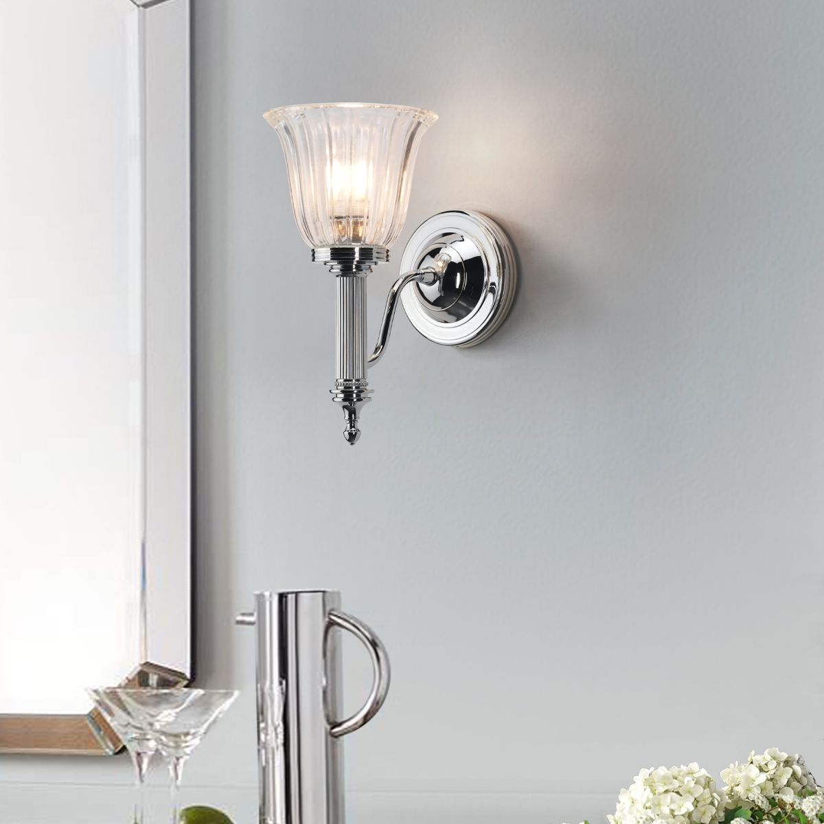 Elstead Carroll Single Bathroom Wall Light - Polished Chrome
