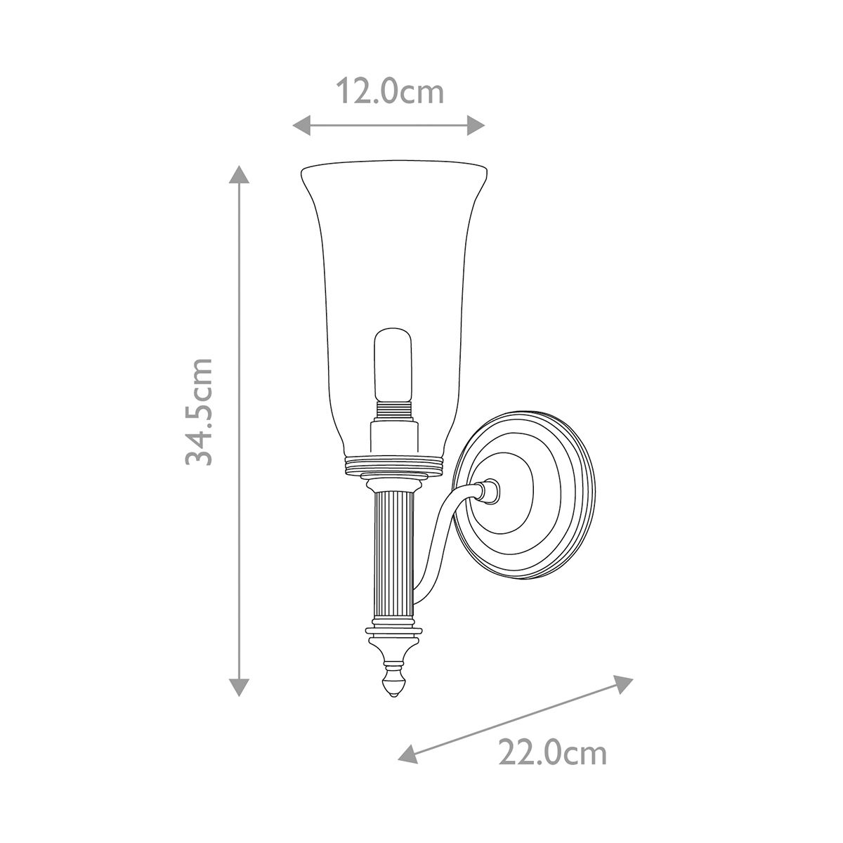 Elstead Carroll Tall Single Bathroom Wall Light - Polished Chrome