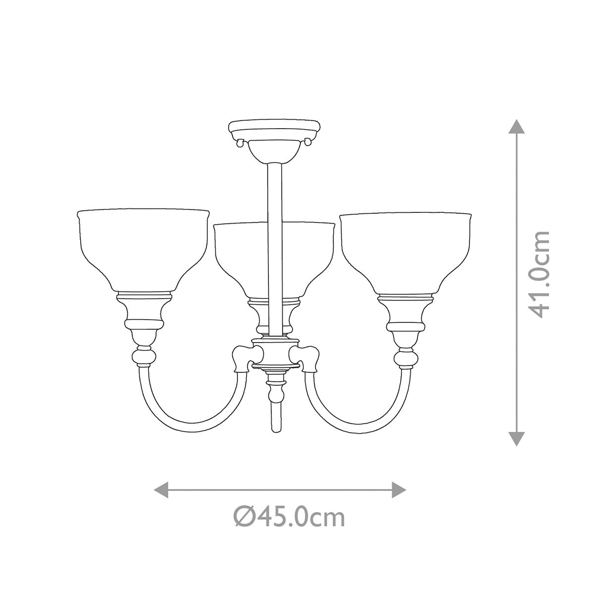 Elstead Cheadle 3 Light Bathroom Semi-Flush Fitting - Polished Chrome