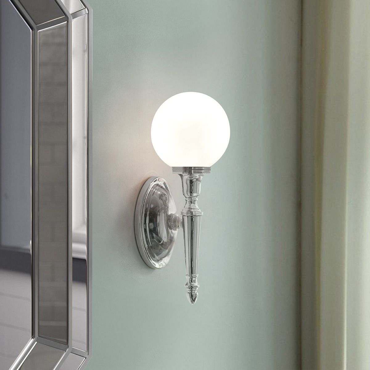 Elstead Dryden Round Single Bathroom Wall Light - Polished Chrome
