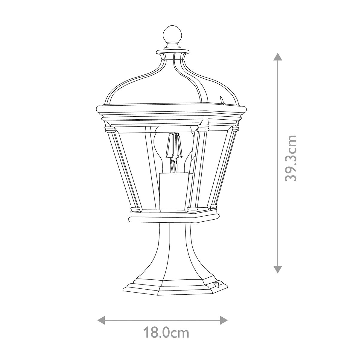 Elstead Bayview Single Medium Pedestal Lantern - Black