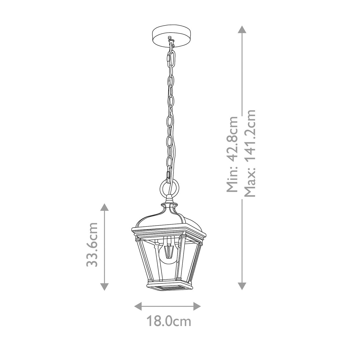 Elstead Bayview Single Medium Chain Lantern - Black