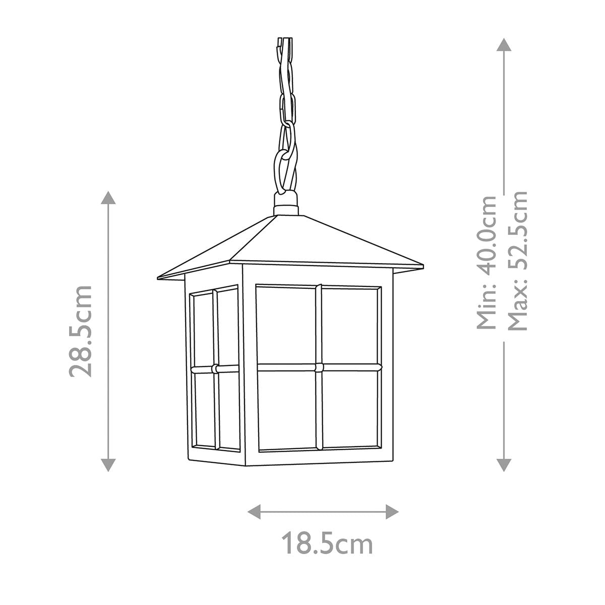 Elstead Winchester Single Porch Chain Lantern - Black