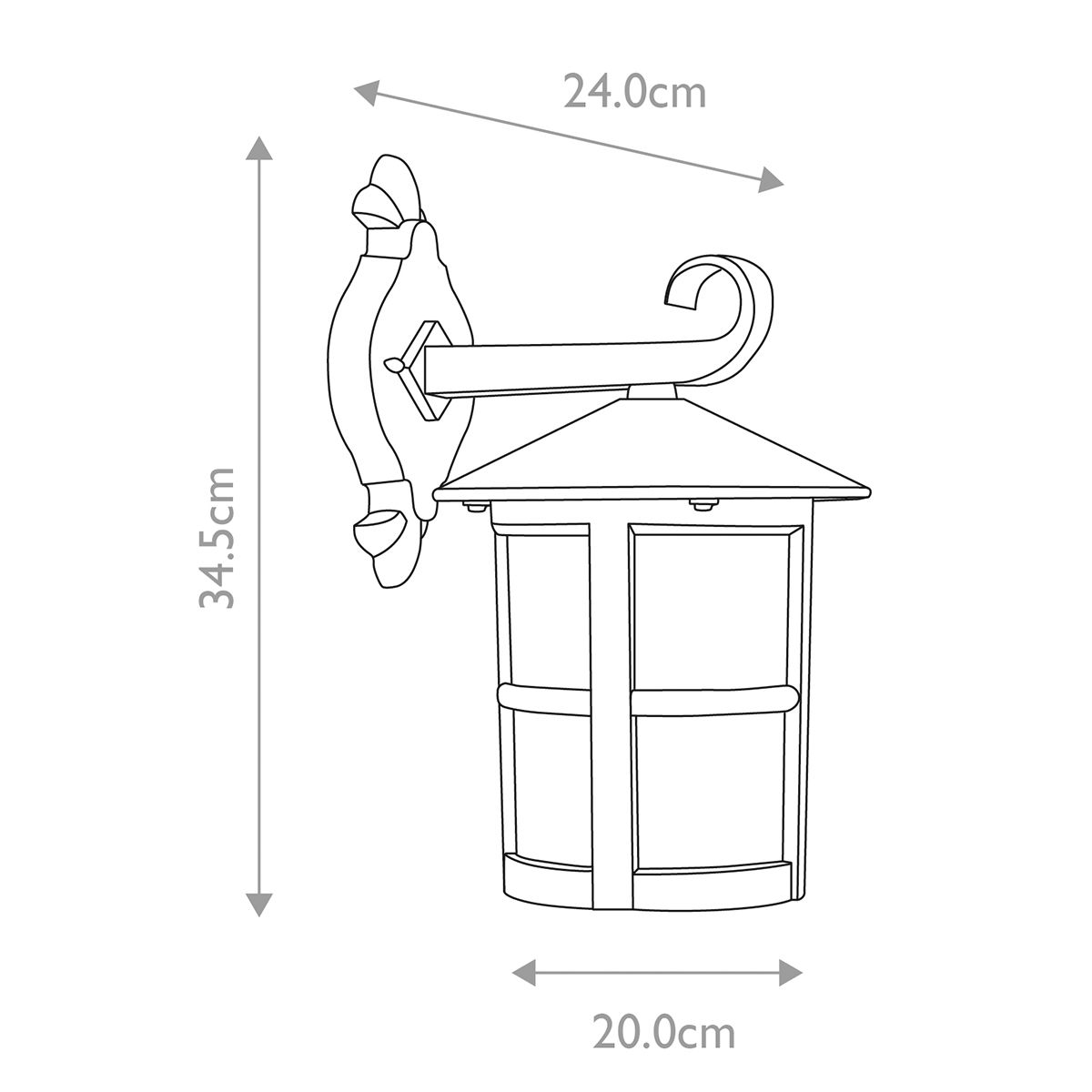 Elstead Hereford Window Grande Single Wall Down Lantern - Black