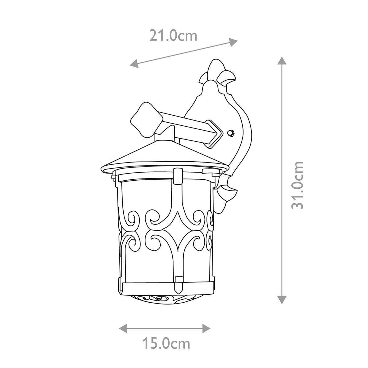 Elstead Hereford Single Wall Down Lantern - Black