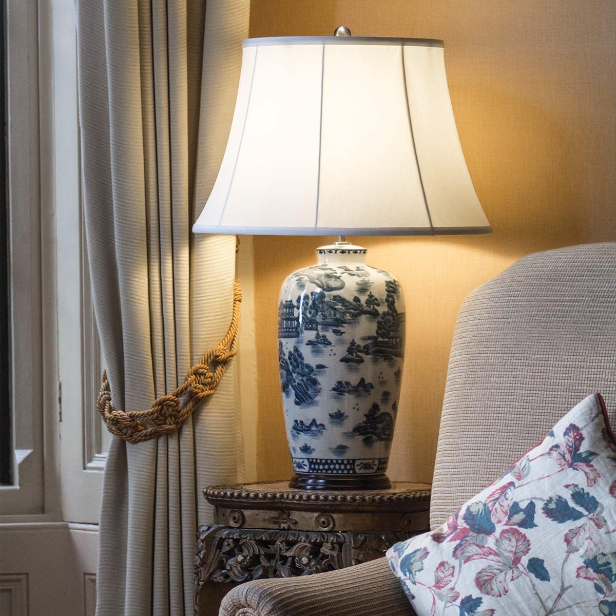 Elstead Blue Traditional Single Table Lamp - Blue