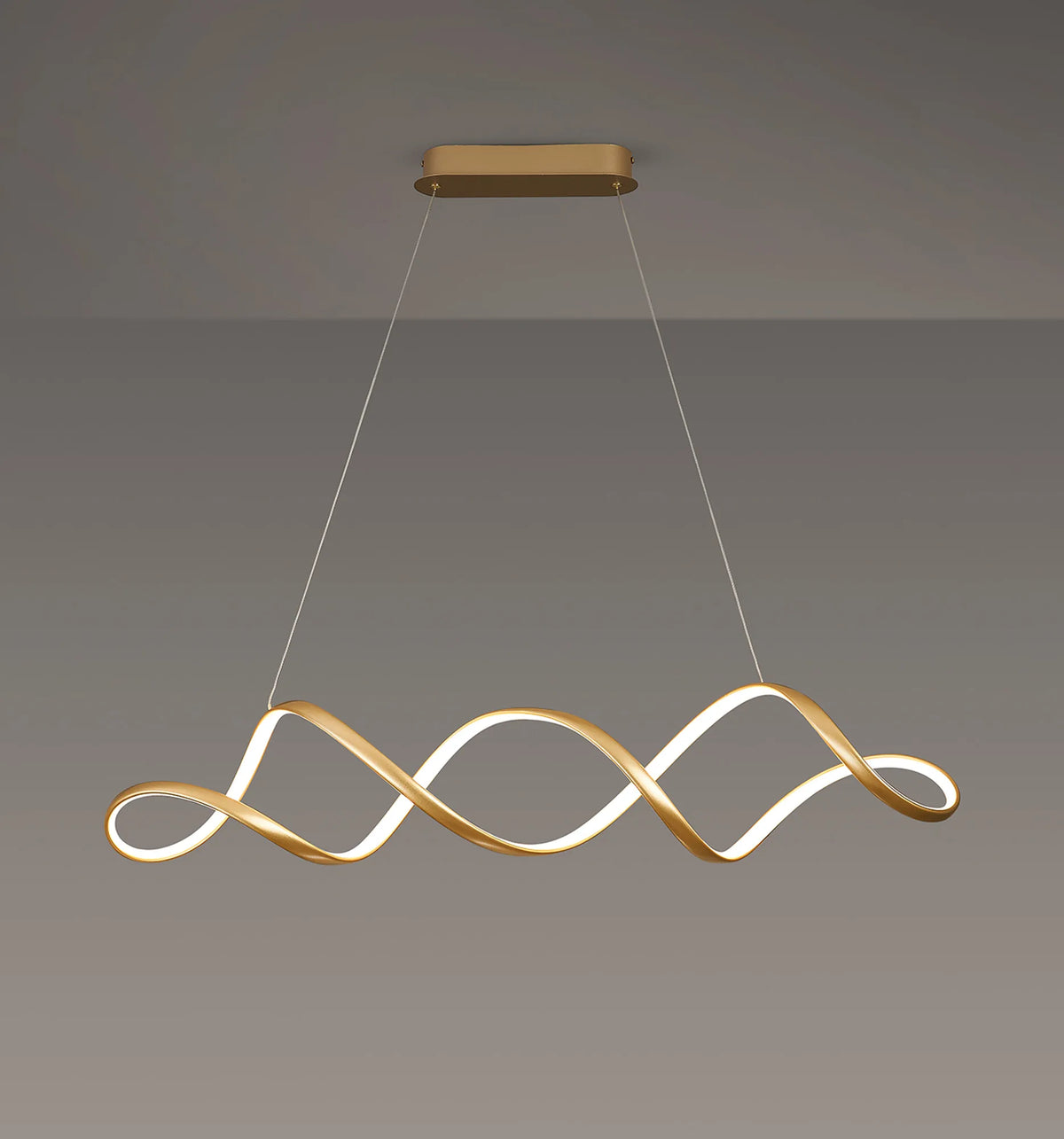 Fabula Bluebell Triac Dimmable Wave Pendant Light – 100 cm – Champagne Gold