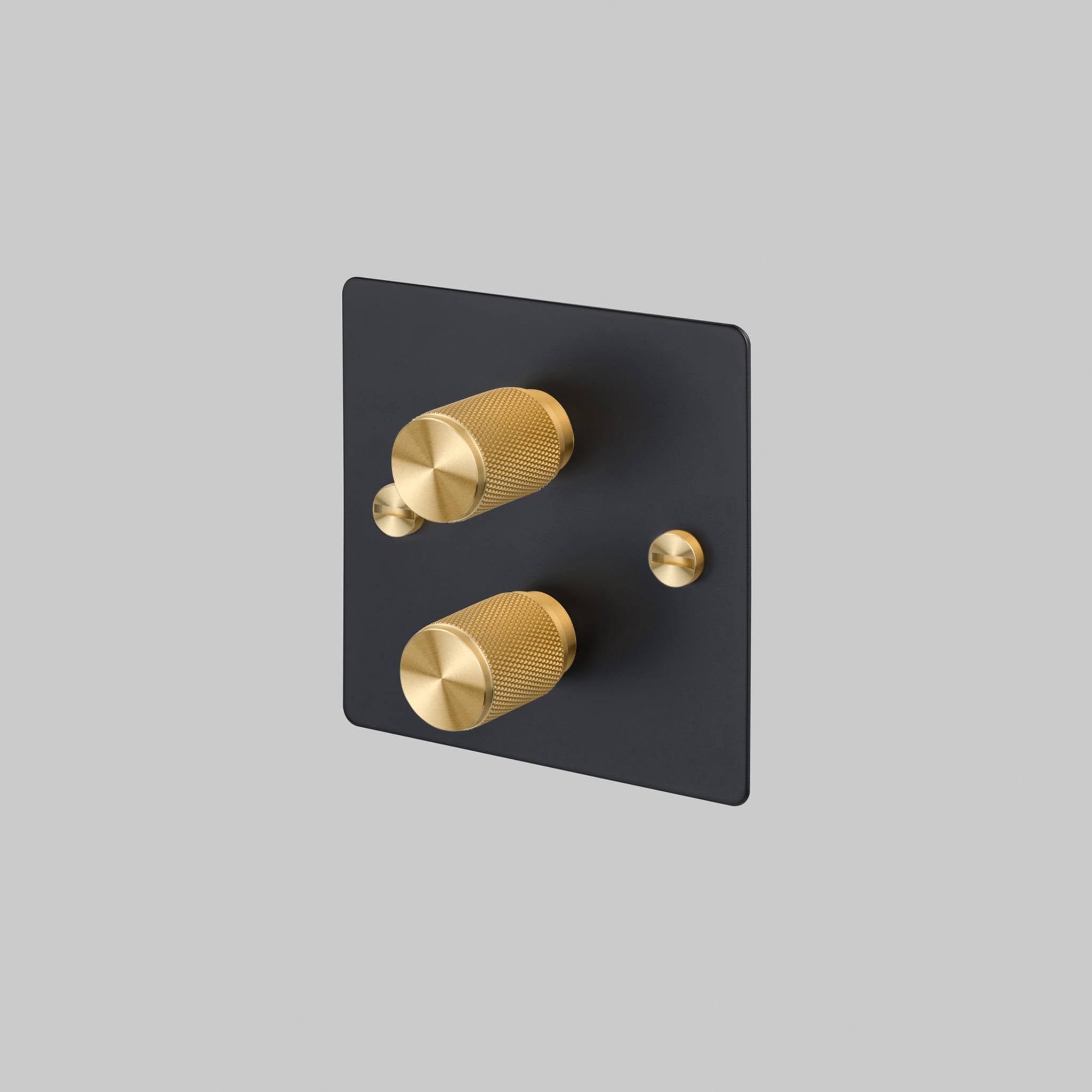 Buster + Punch 2G 120W Dimmer Switch - Black Back Plate & Cross Knurl