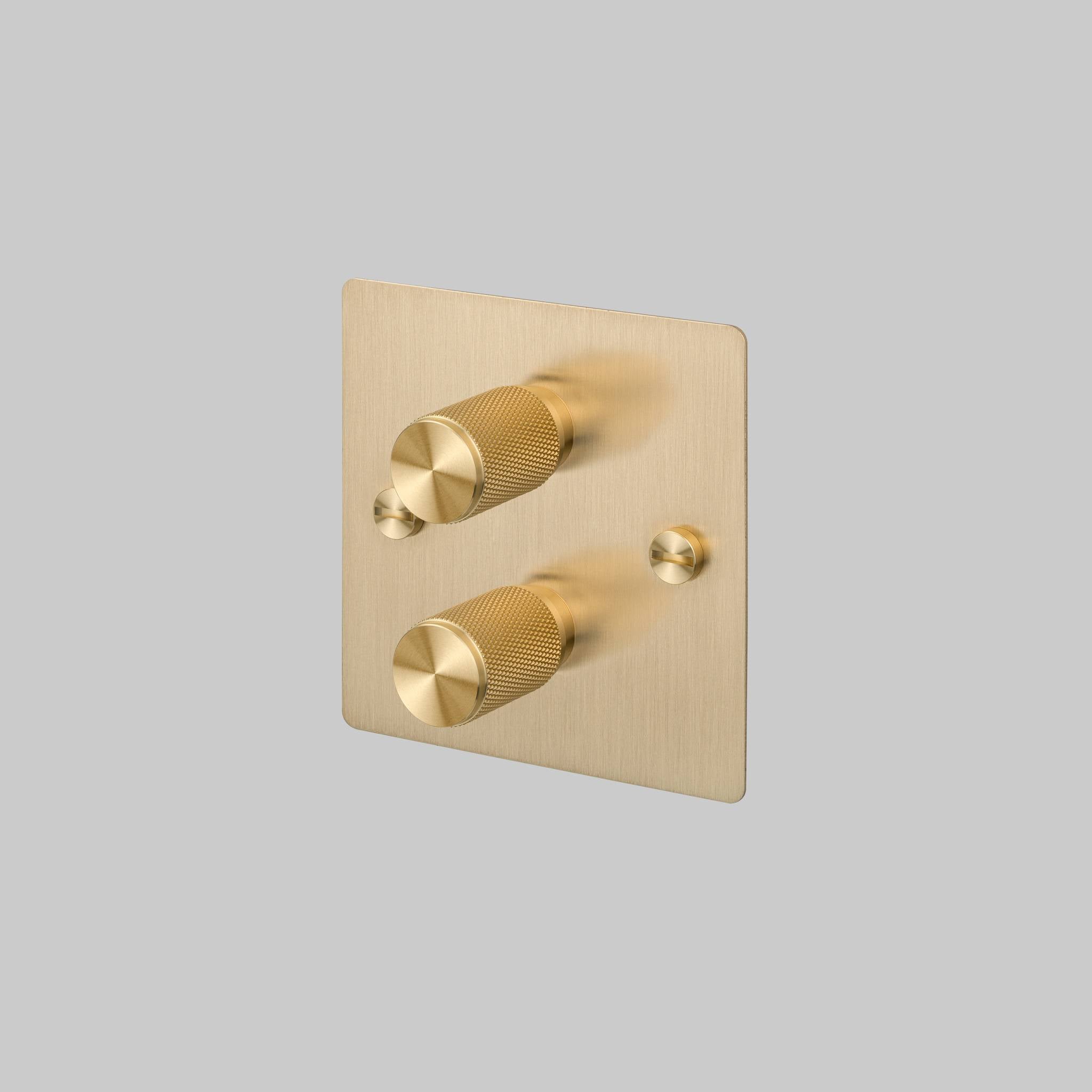 Buster + Punch 2G 120W Dimmer Switch - Brass Back Plate & Brass Cross Knurl