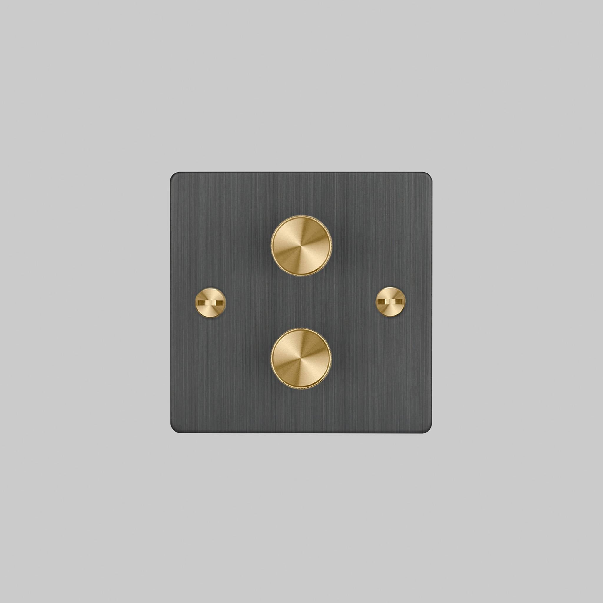 Buster + Punch 2G 120W Dimmer Switch - Smoked Bronze Back Plate & Cross Knurl