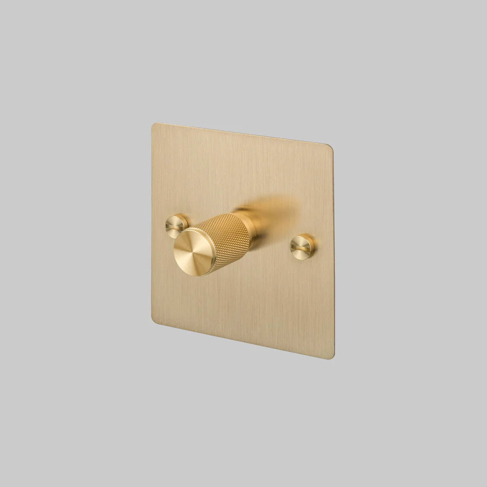 Buster + Punch 1G Dimmer Switch 120W - Brass Back Plate & Cross Knurl Pattern