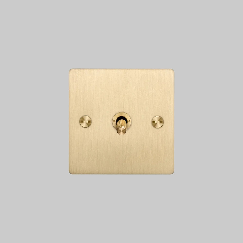 Buster + Punch 1G Toggle Light Switch - Brass Back Plate & Cross Knurl Pattern