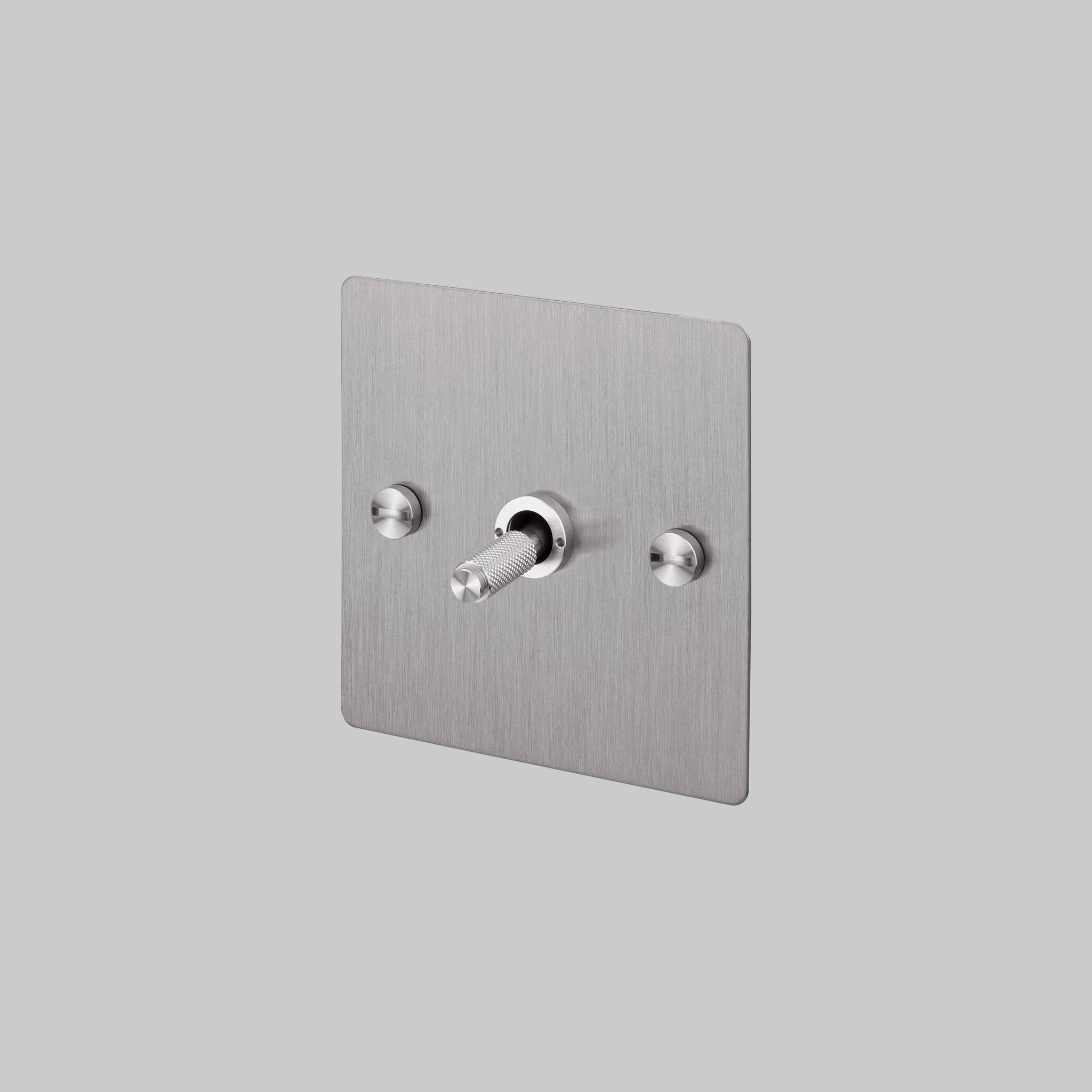 Buster + Punch 1G Intermediate 3-Way Toggle Switch - Steel Back Plate & Cross Knurl