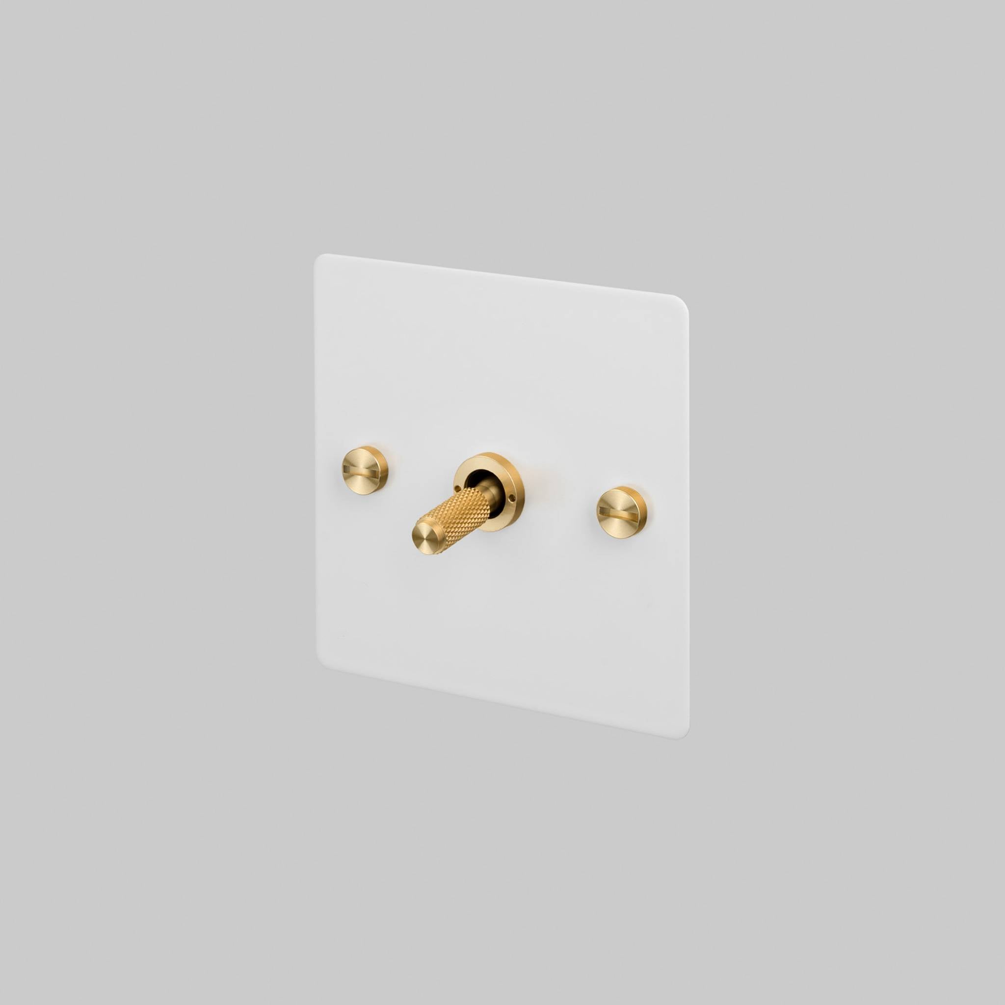 Buster + Punch 1G Intermediate 3-Way Toggle Switch - White Back Plate & Cross Knurl