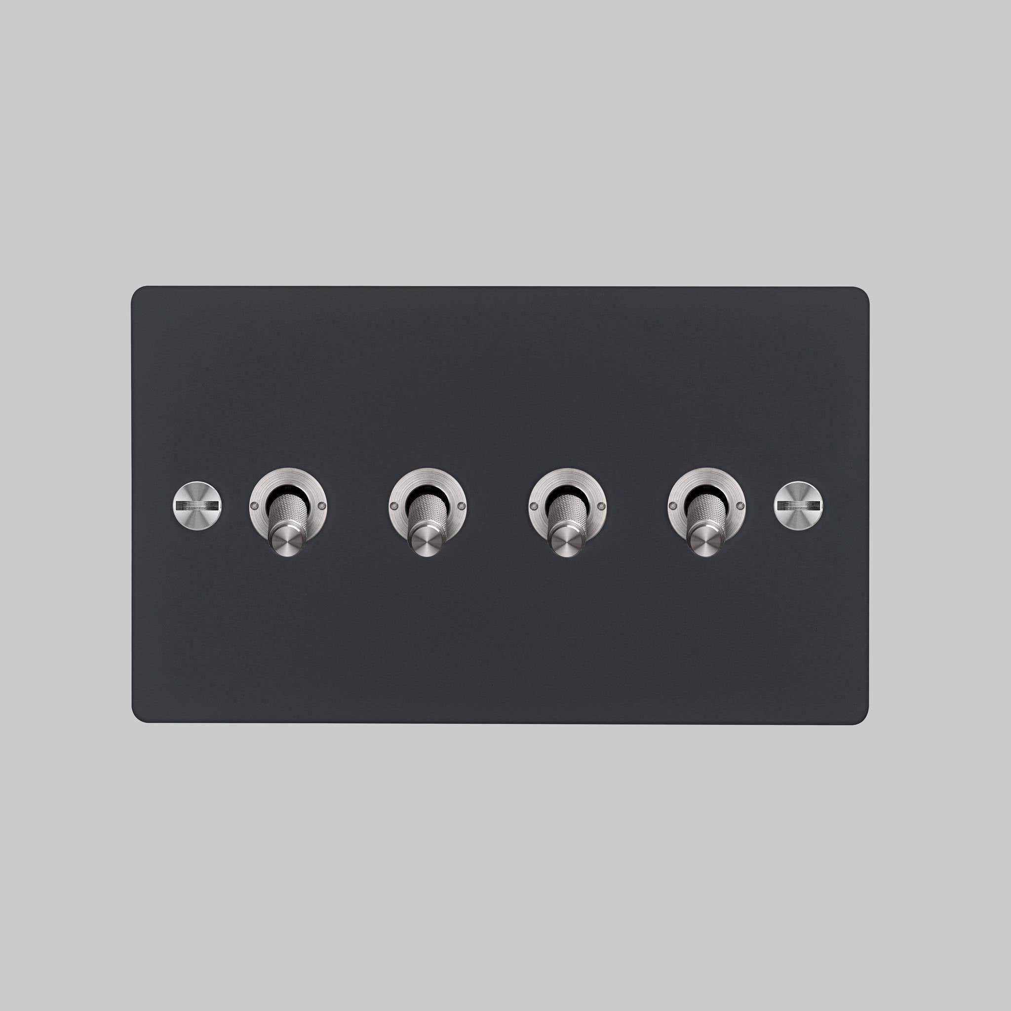Buster + Punch 4G 2-Way Toggle Switch - Black Back Plate & Cross Knurl