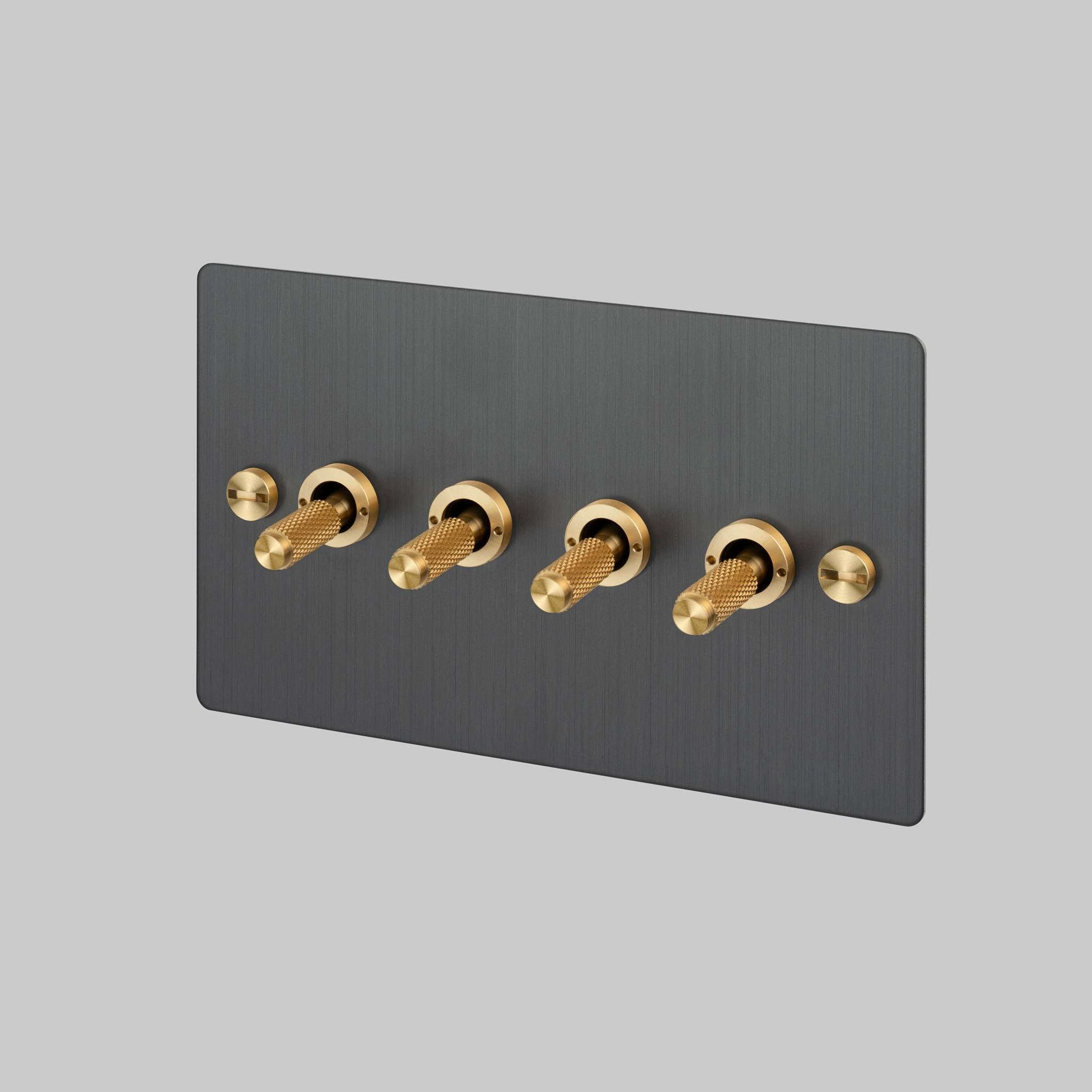 Buster + Punch 4G 2-Way Toggle Switch - Smoked Bronze Back Plate & Cross Knurl