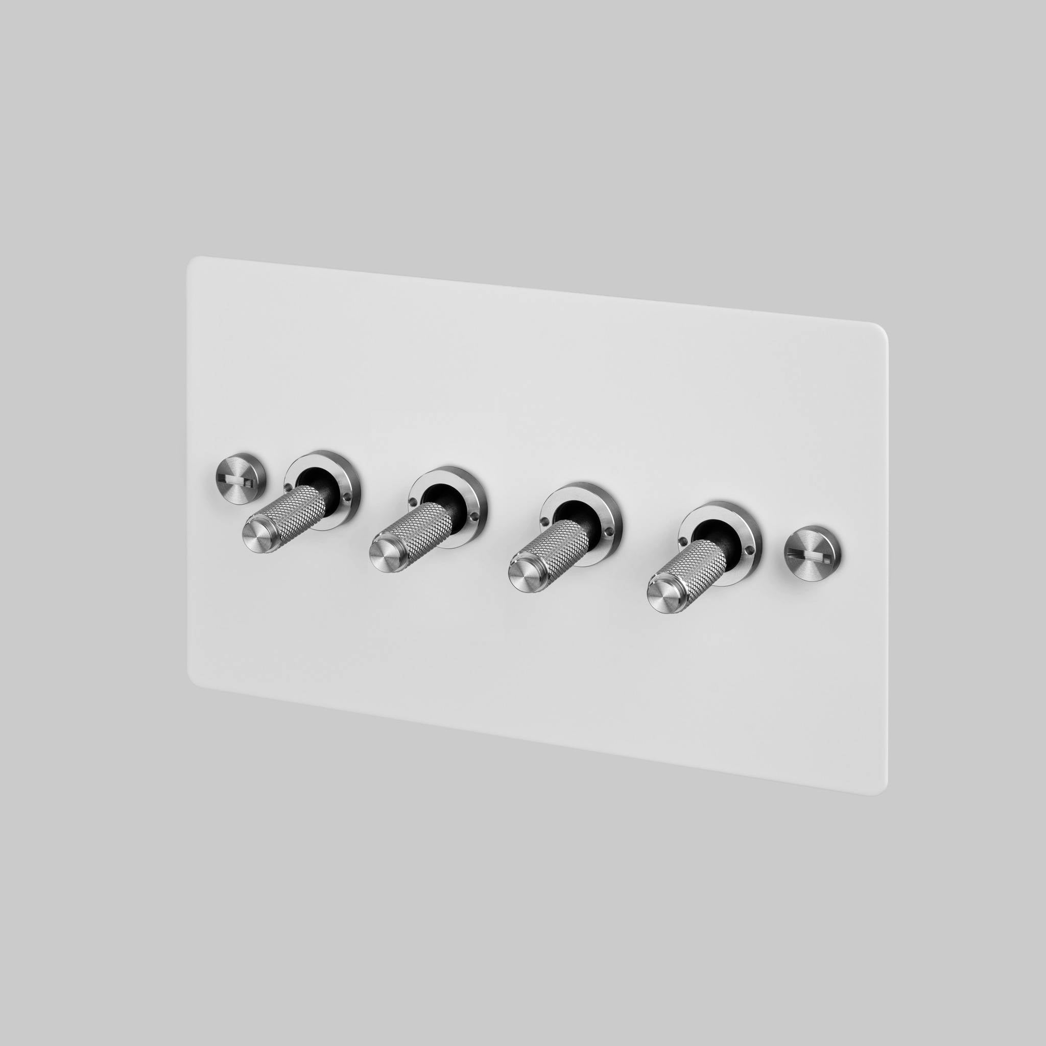 Buster + Punch 4G 2-Way Toggle Switch - White Back Plate & Cross Knurl