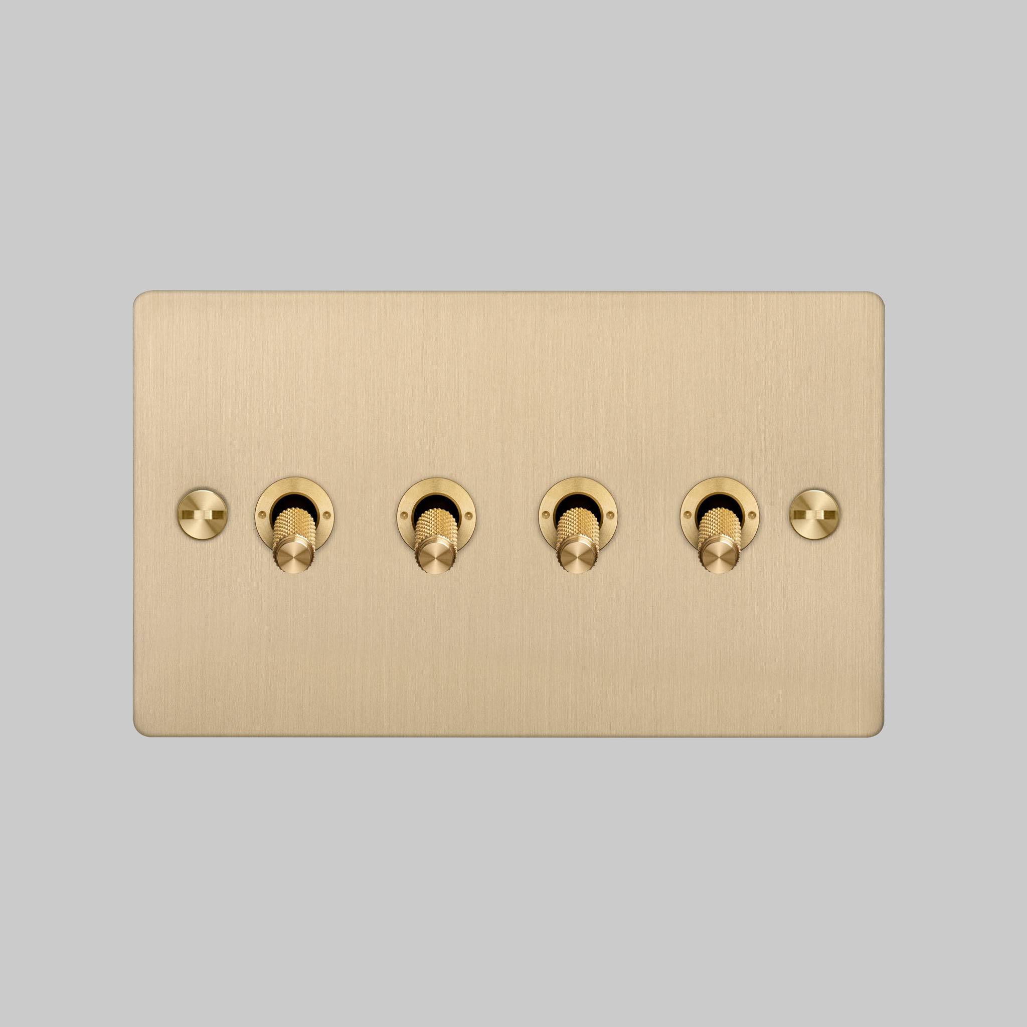 Buster + Punch 4G 2-Way Toggle Switch - Brass Back Plate & Brass Cross Knurl