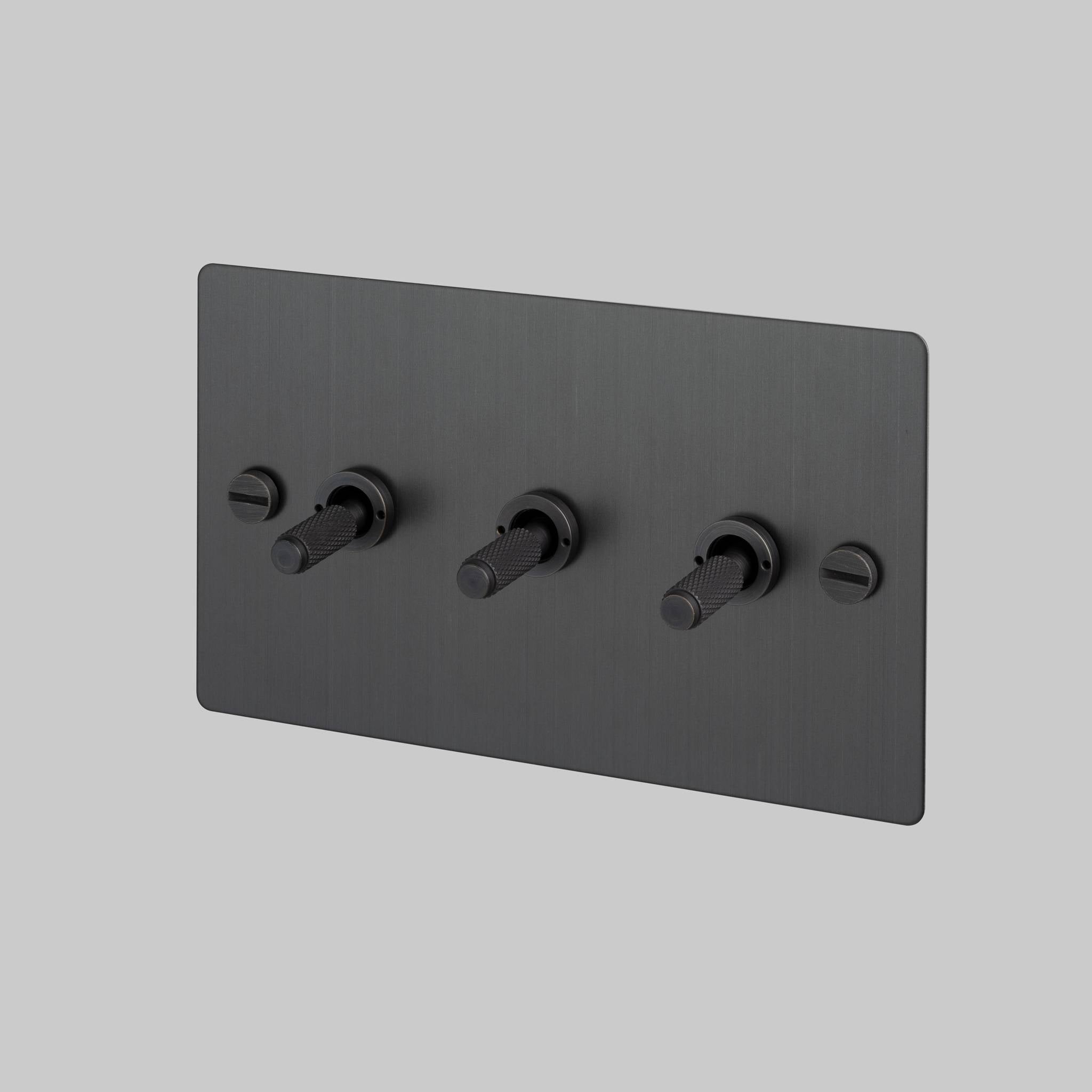 Buster + Punch 3G 2-Way Toggle Switch - Smoked Bronze Back Plate & Cross Knurl