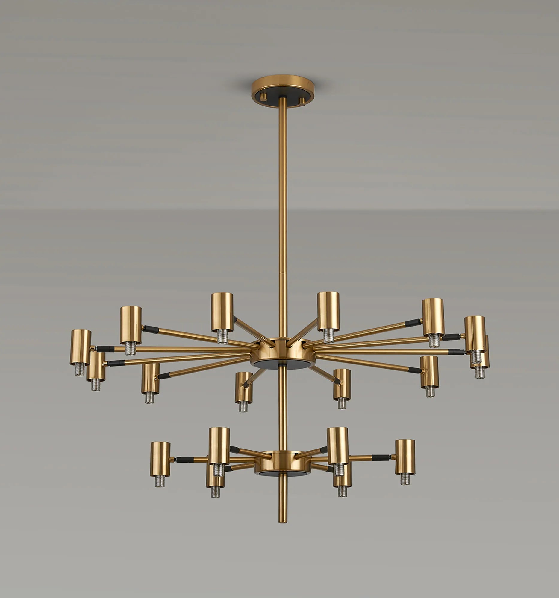 Bradley Fixed Pendant & Semi Flush Adjustable Arms 18 Light - Brass & Black